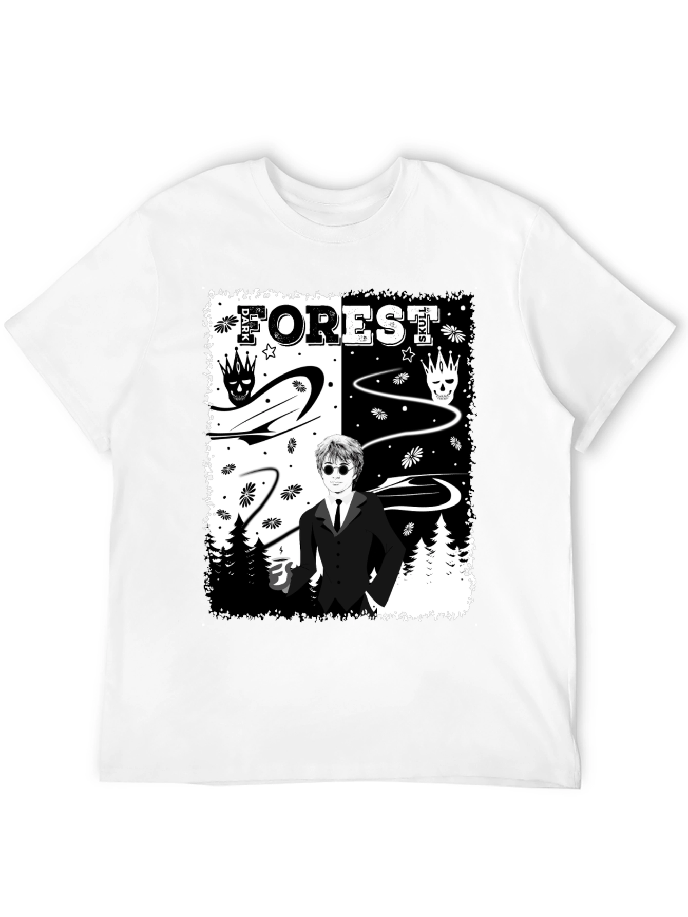 Dark Forest Skull Graphic T-Shirt