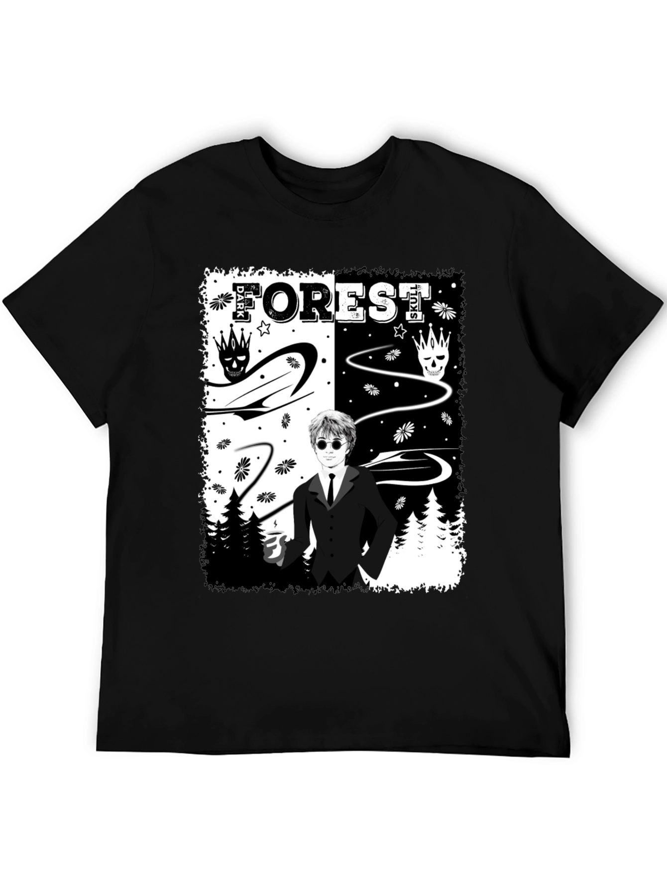 Dark Forest Skull Graphic T-Shirt