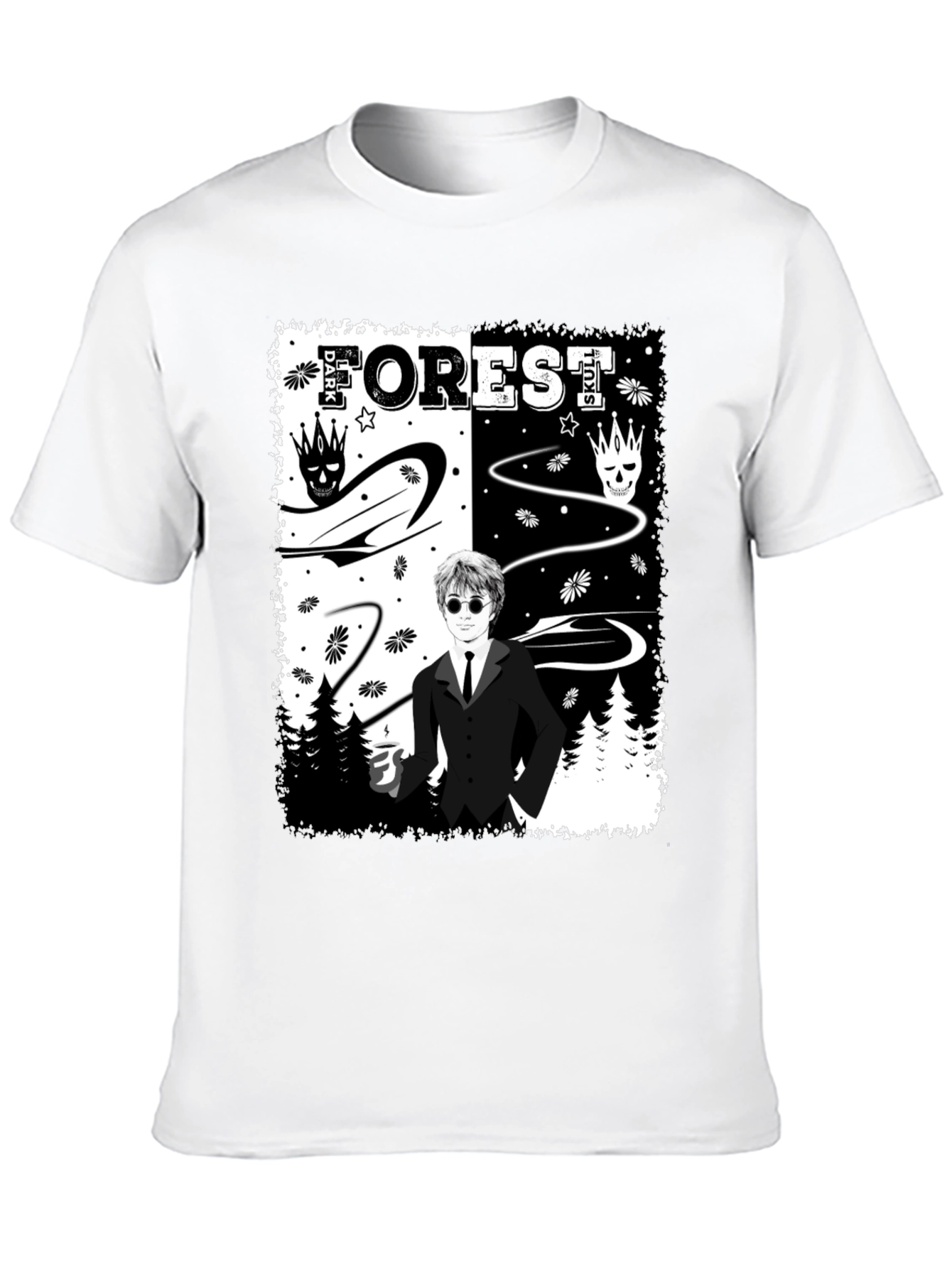 Dark Forest Skull Graphic T-Shirt