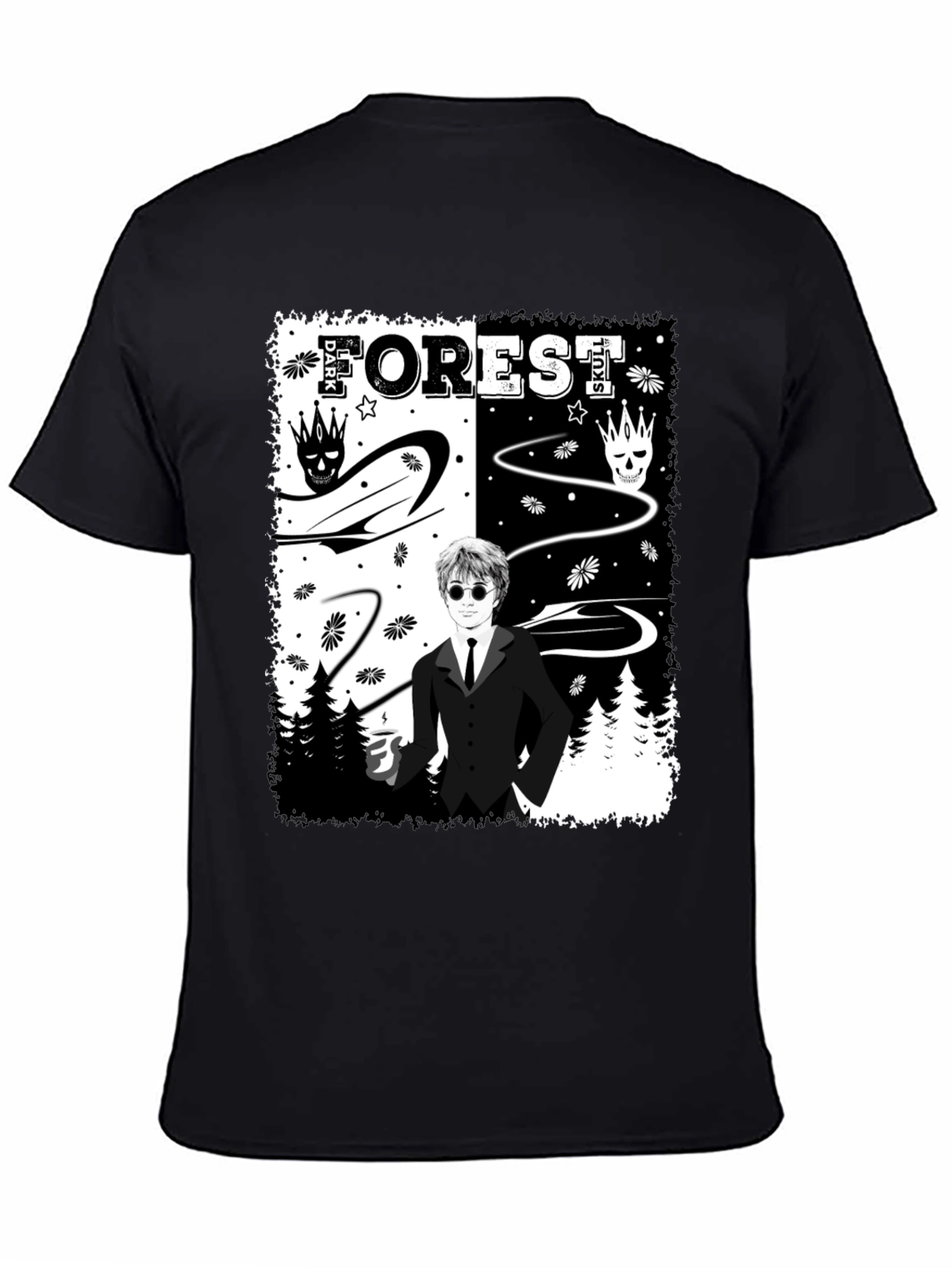 Dark Forest Skull Graphic T-Shirt