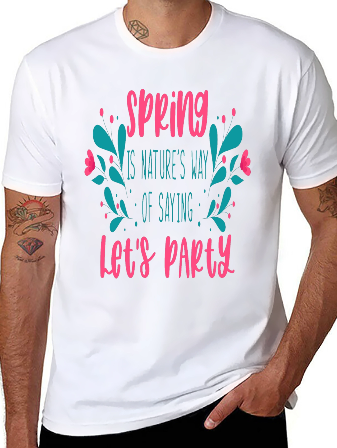 Spring Lets Party Black Graphic T-Shirt