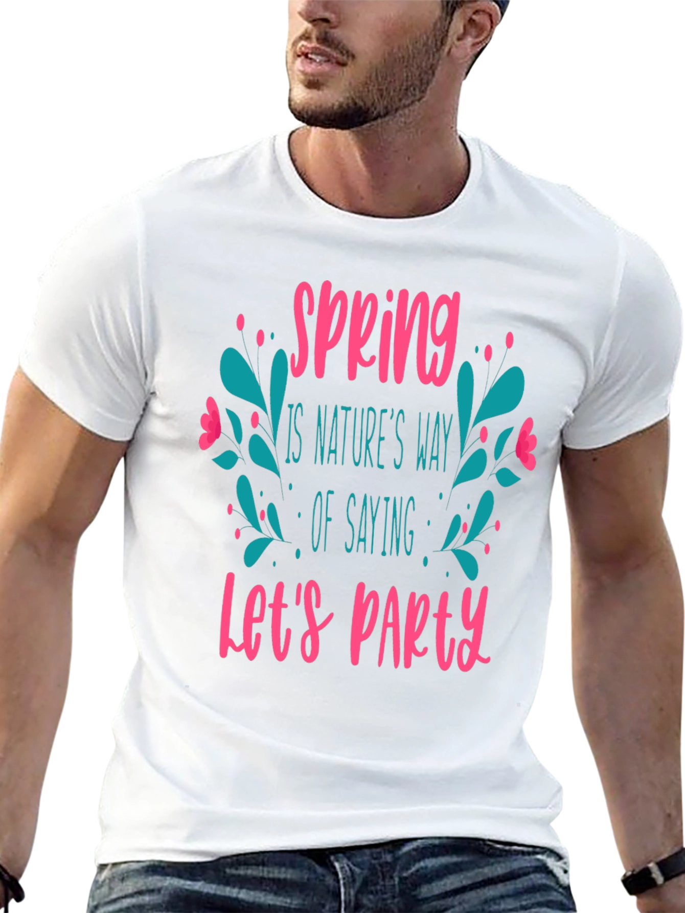Spring Lets Party Black Graphic T-Shirt