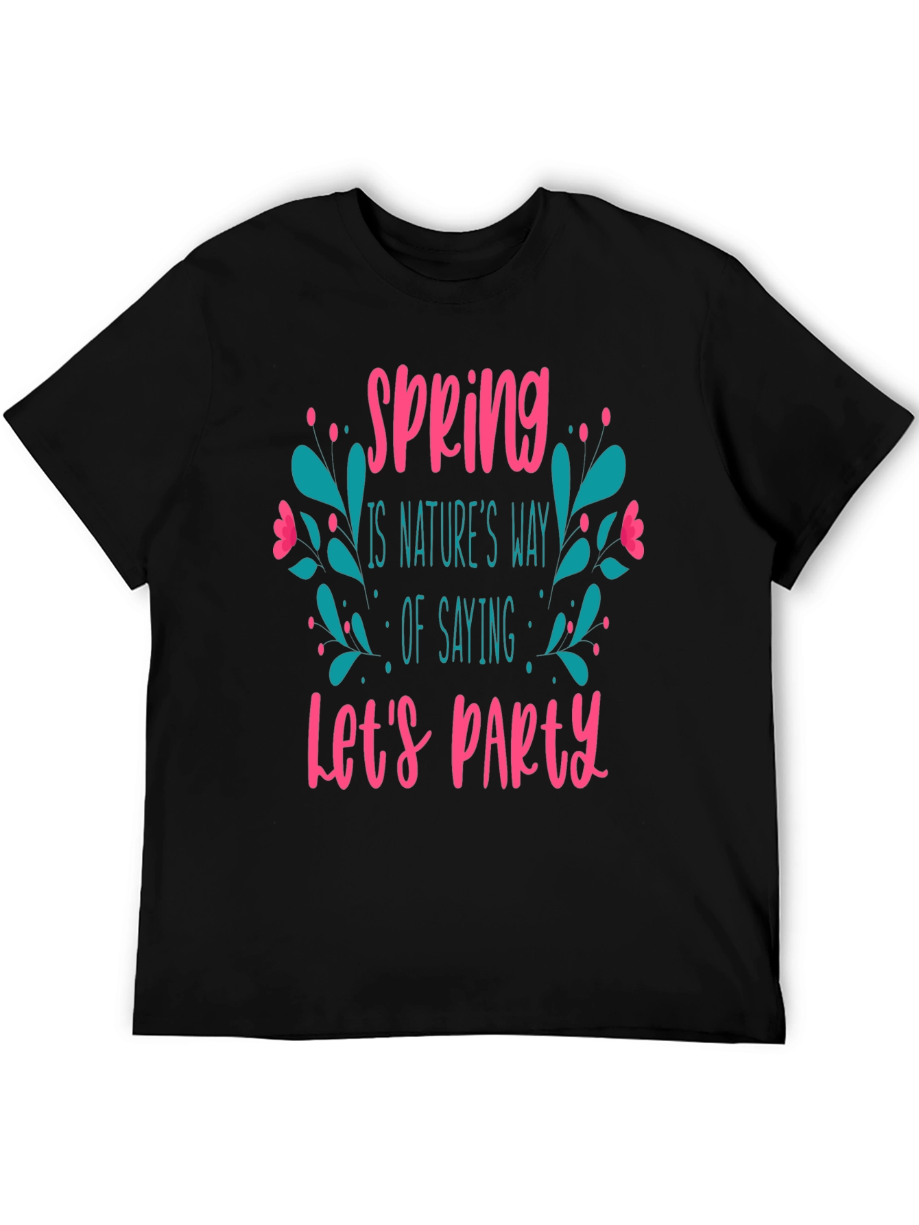 Spring Lets Party Black Graphic T-Shirt