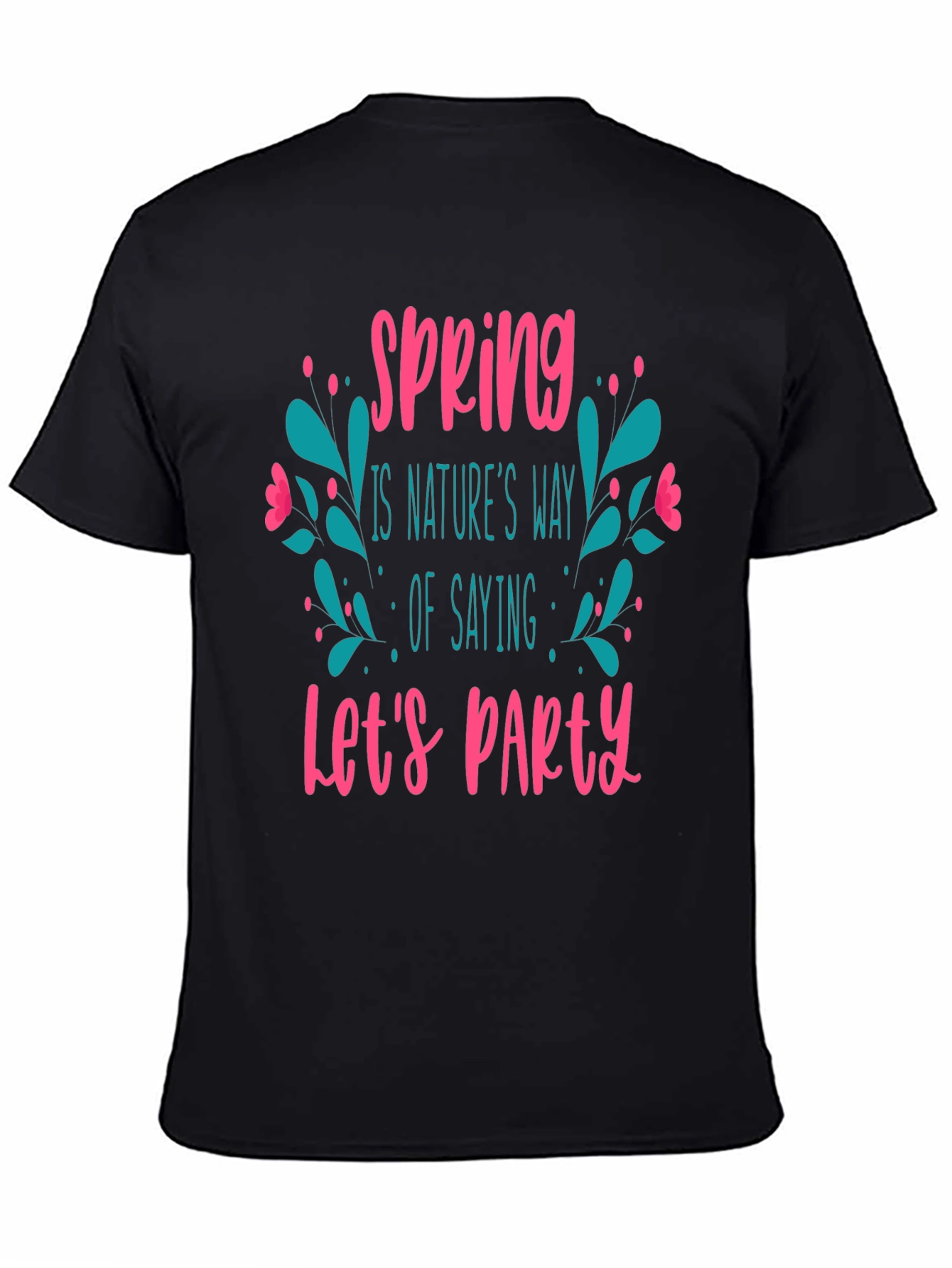 Spring Lets Party Black Graphic T-Shirt