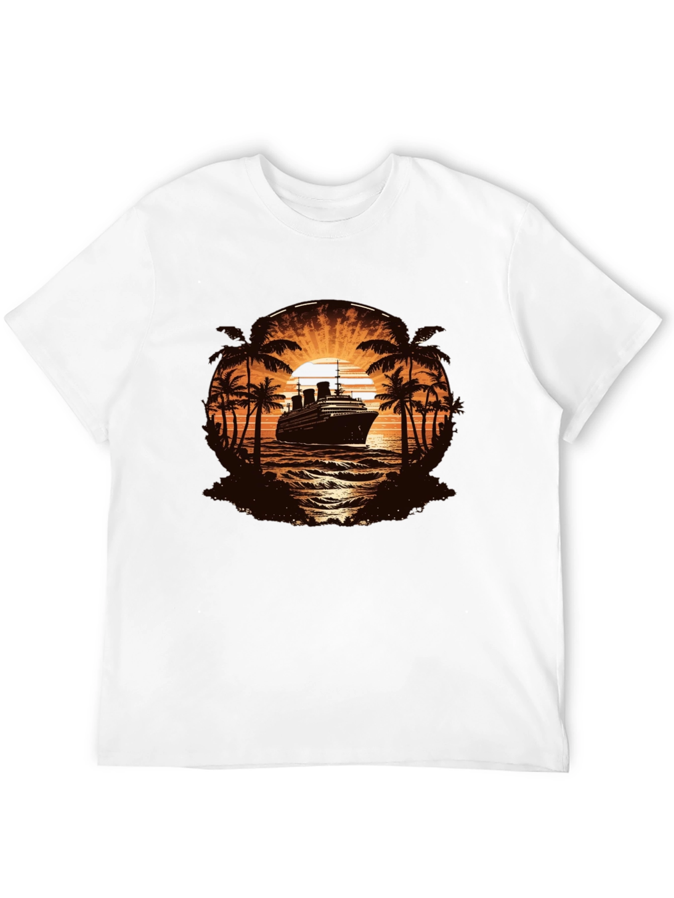 Cruise Ship Palm Tree Sunset Graphic Tee