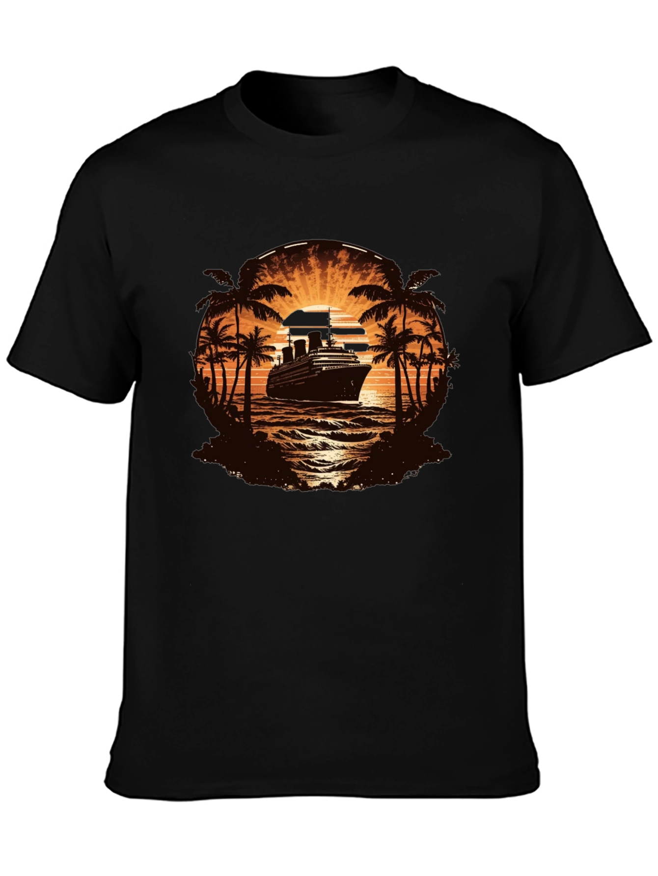 Cruise Ship Palm Tree Sunset Graphic Tee