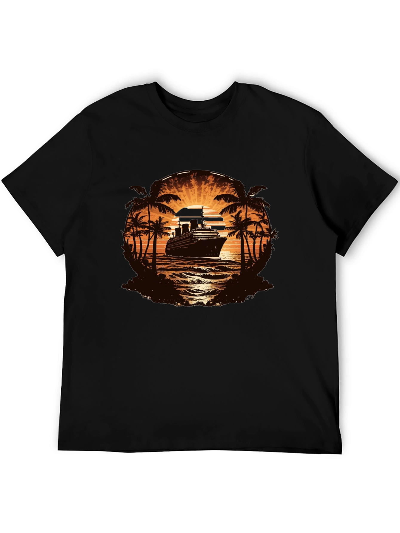 Cruise Ship Palm Tree Sunset Graphic Tee