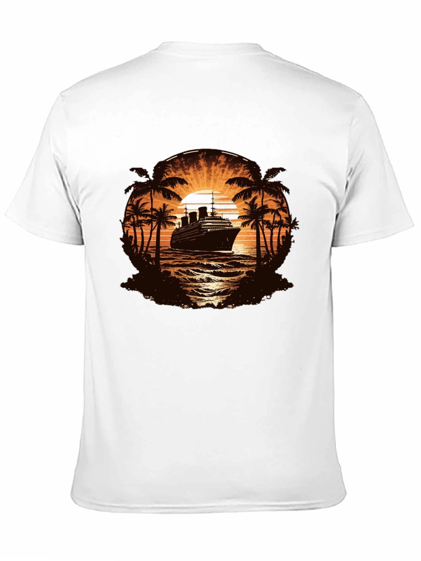 Cruise Ship Palm Tree Sunset Graphic Tee