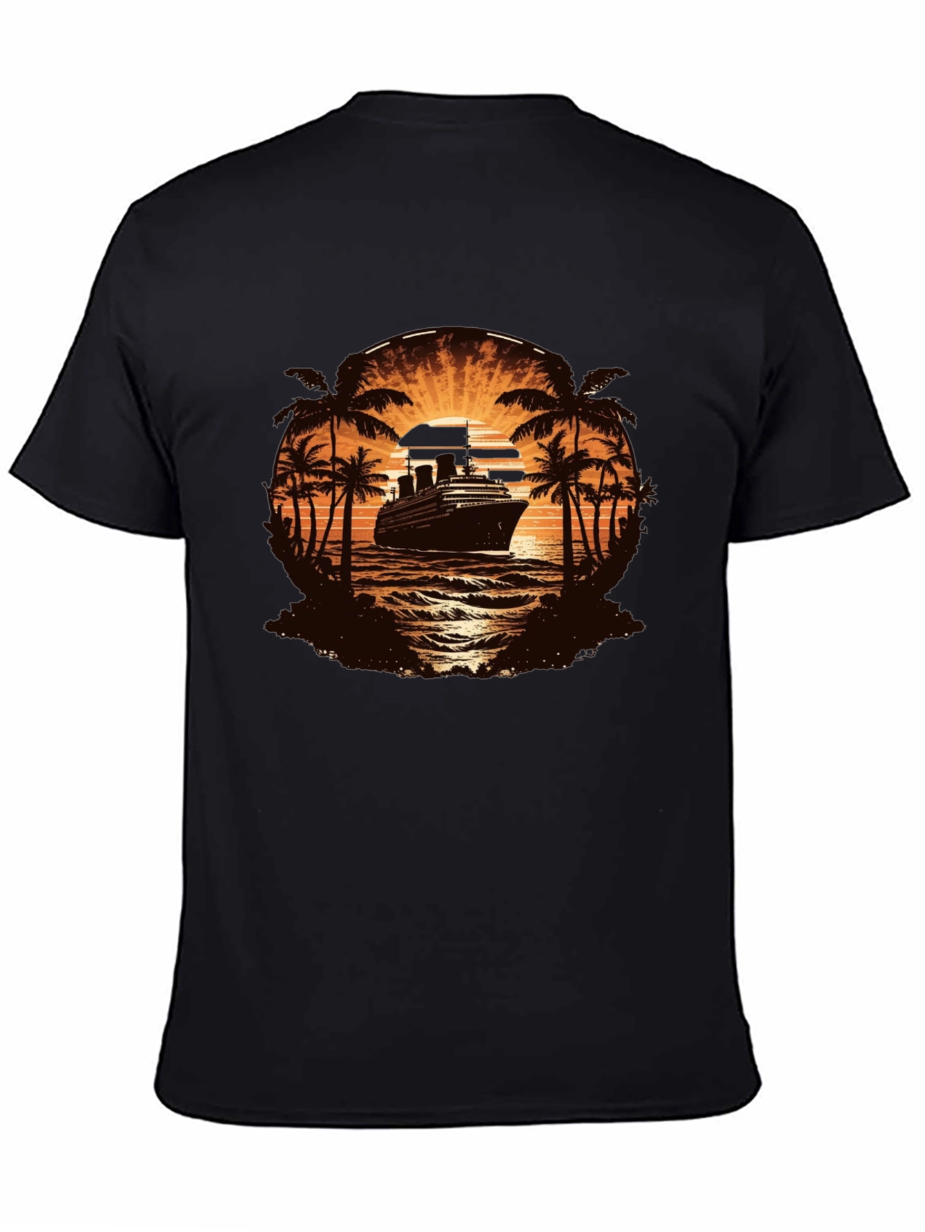 Cruise Ship Palm Tree Sunset Graphic Tee