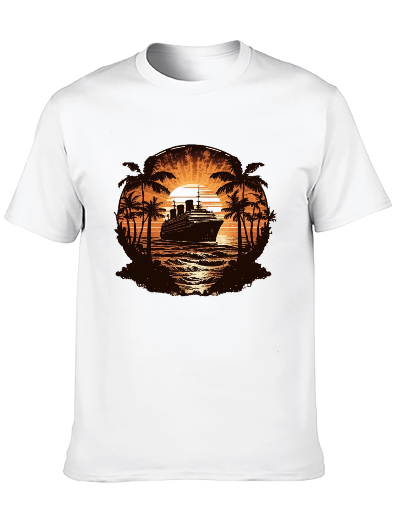 Cruise Ship Palm Tree Sunset Graphic Tee