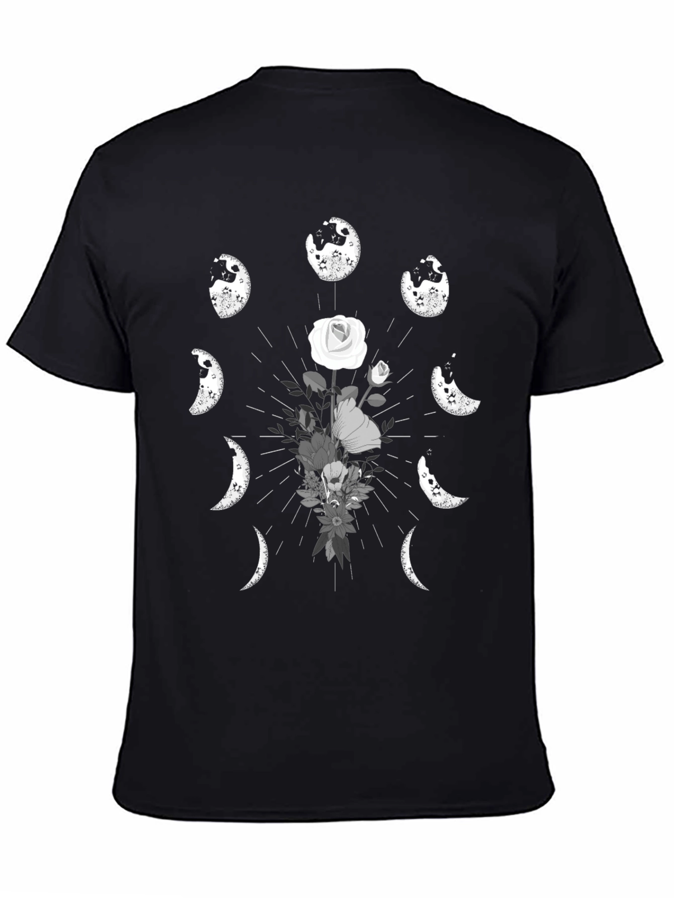 Lunar Flower T-Shirt - Dark Moon Phase Design