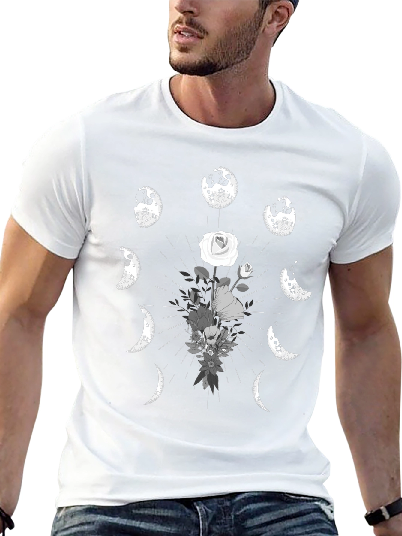 Lunar Flower T-Shirt - Dark Moon Phase Design