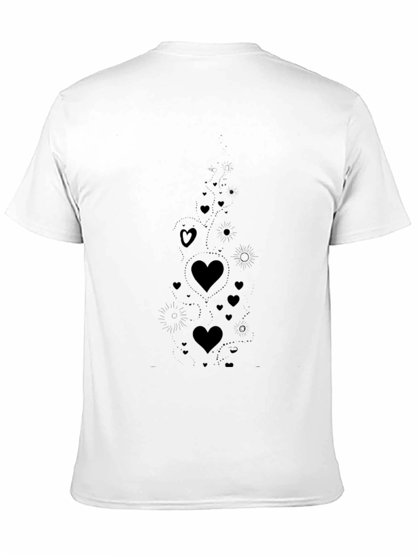 Heart Cascade Black T-Shirt