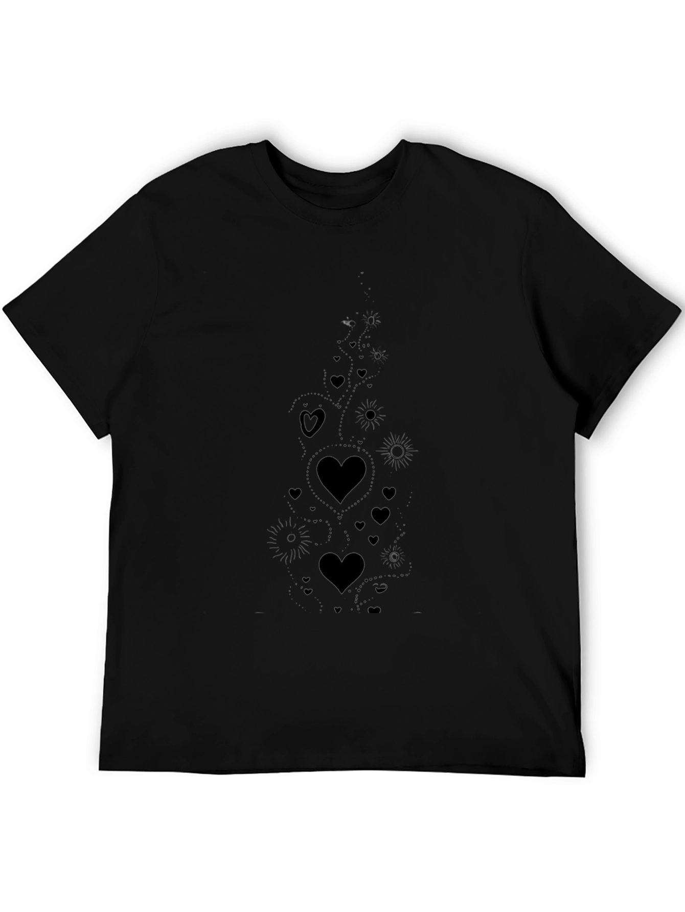 Heart Cascade Black T-Shirt