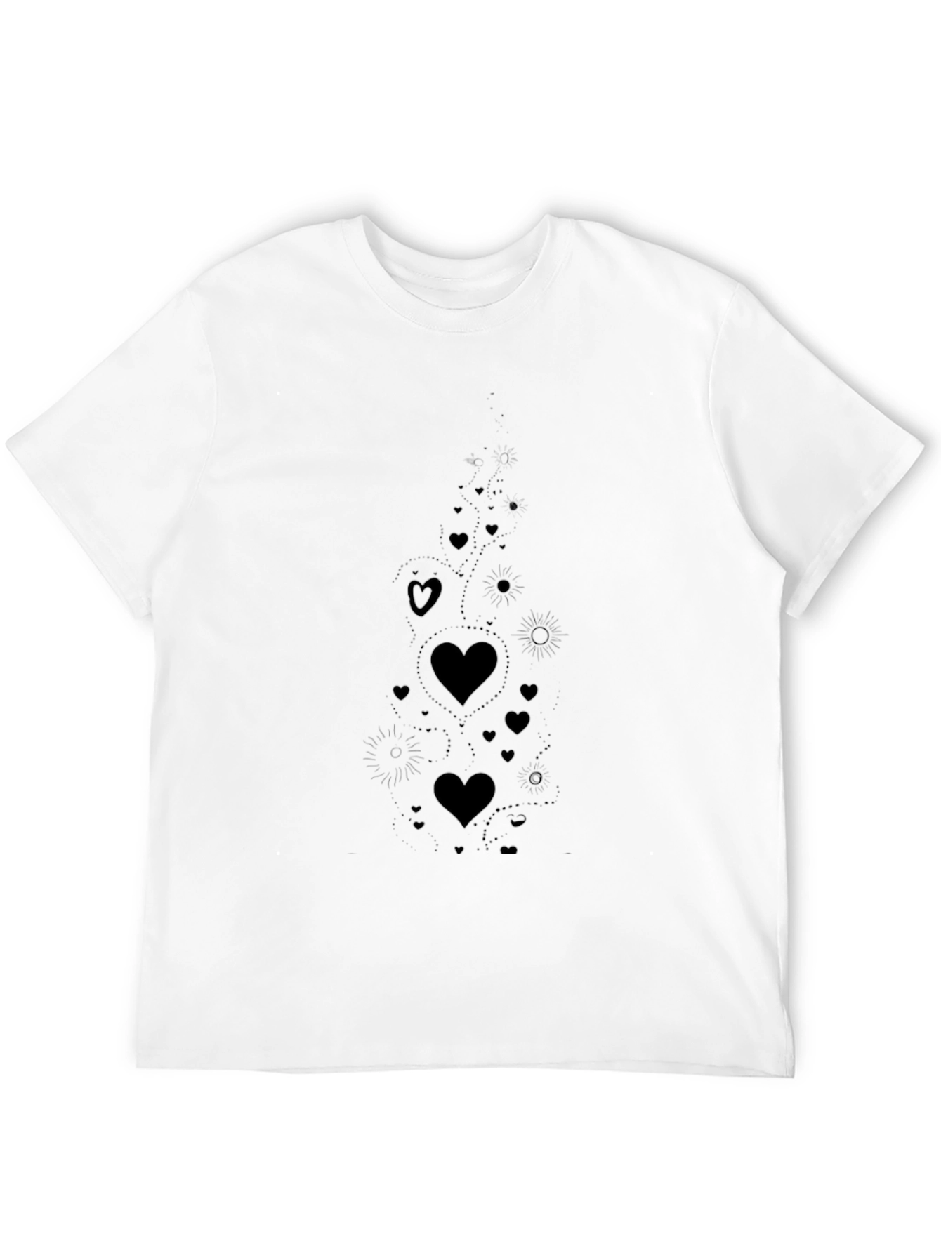 Heart Cascade Black T-Shirt