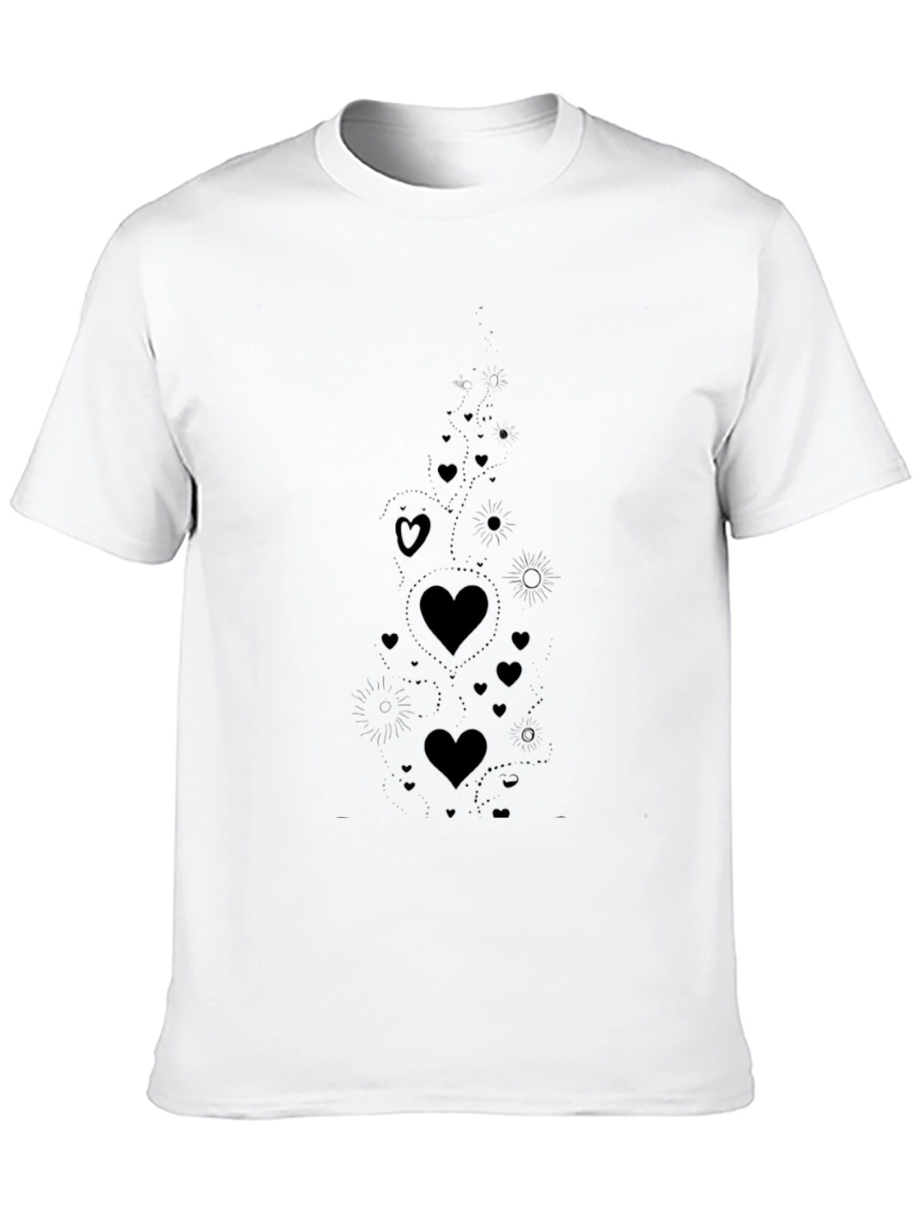 Heart Cascade Black T-Shirt