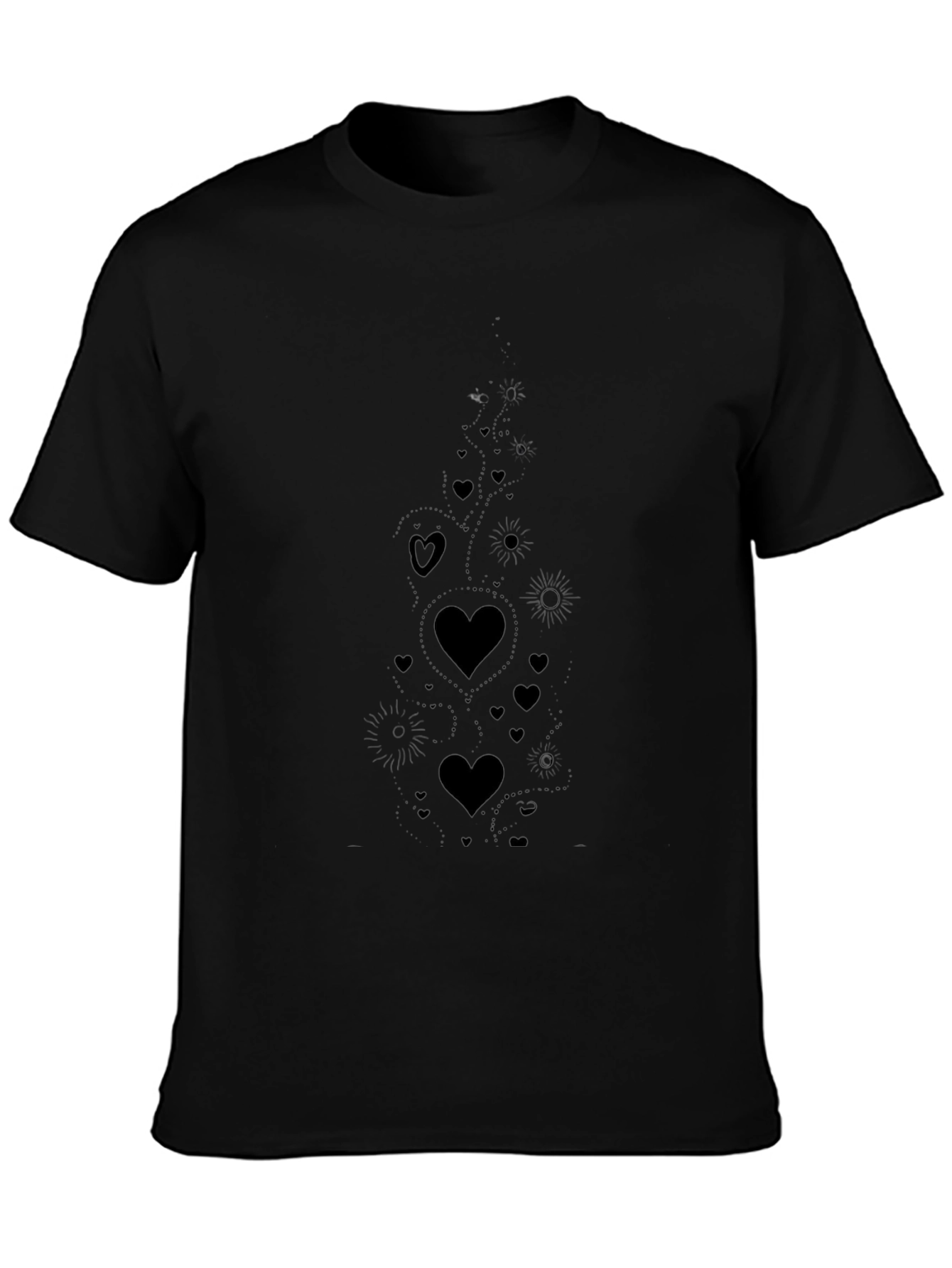Heart Cascade Black T-Shirt