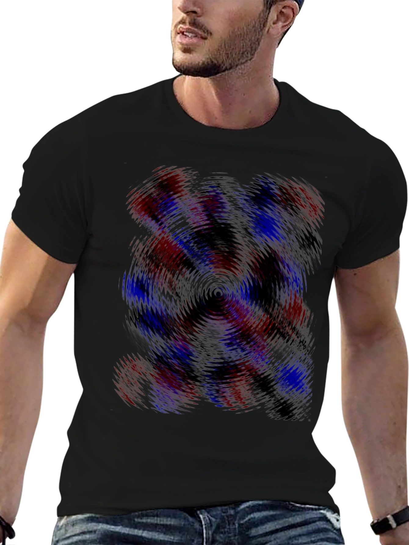 Abstract Swirl Graphic Tee - Black