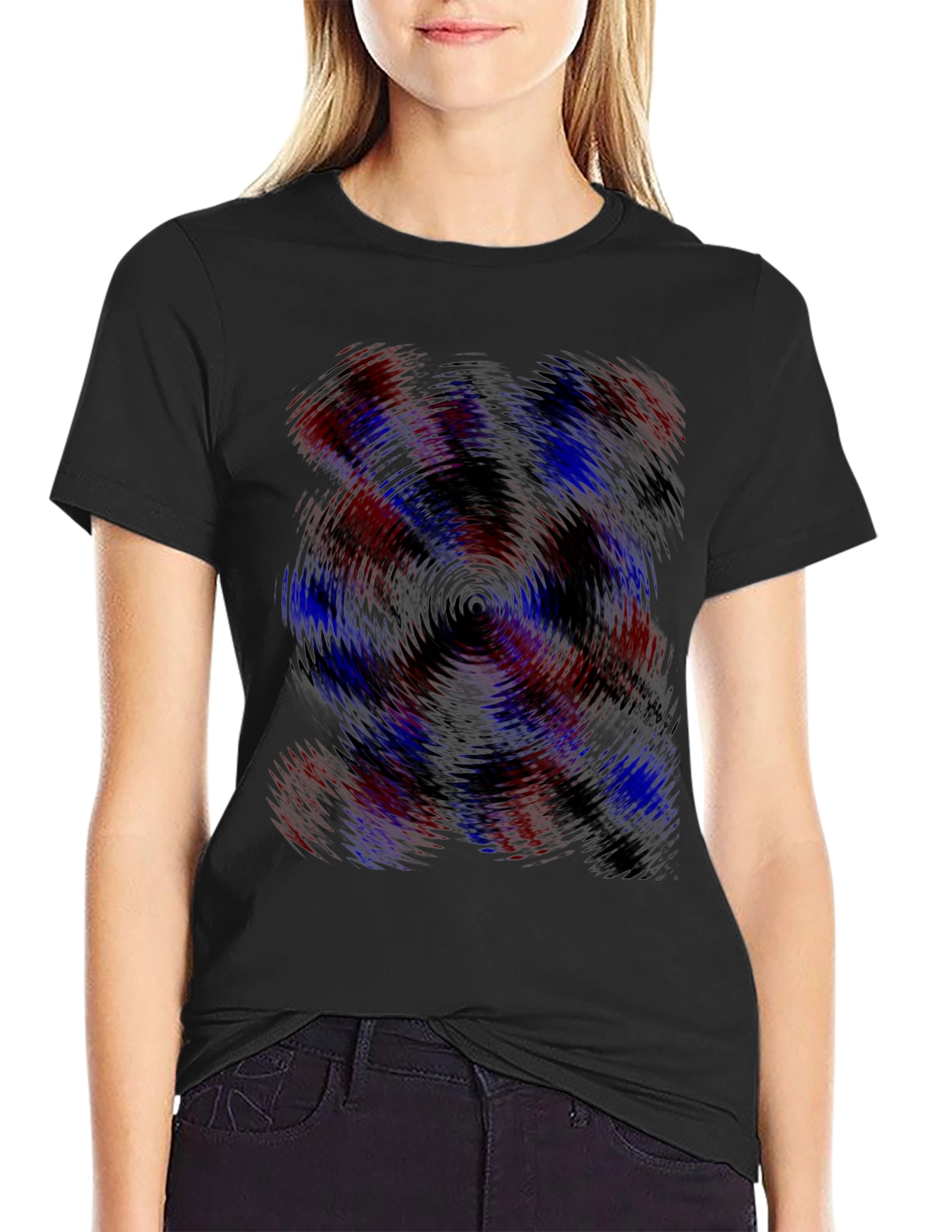 Abstract Swirl Graphic Tee - Black