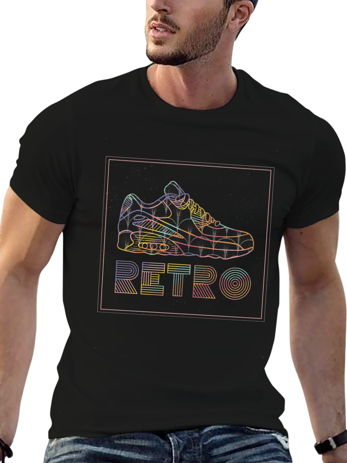 Retro Sneaker Graphic T-Shirt - Black