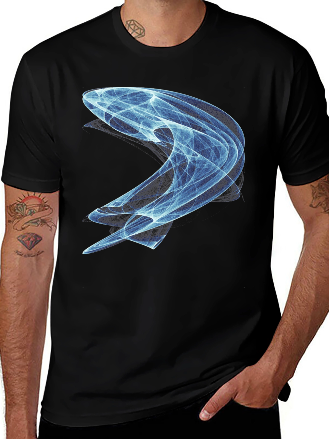 Abstract Swirl Graphic Tee - Modern Black T-Shirt
