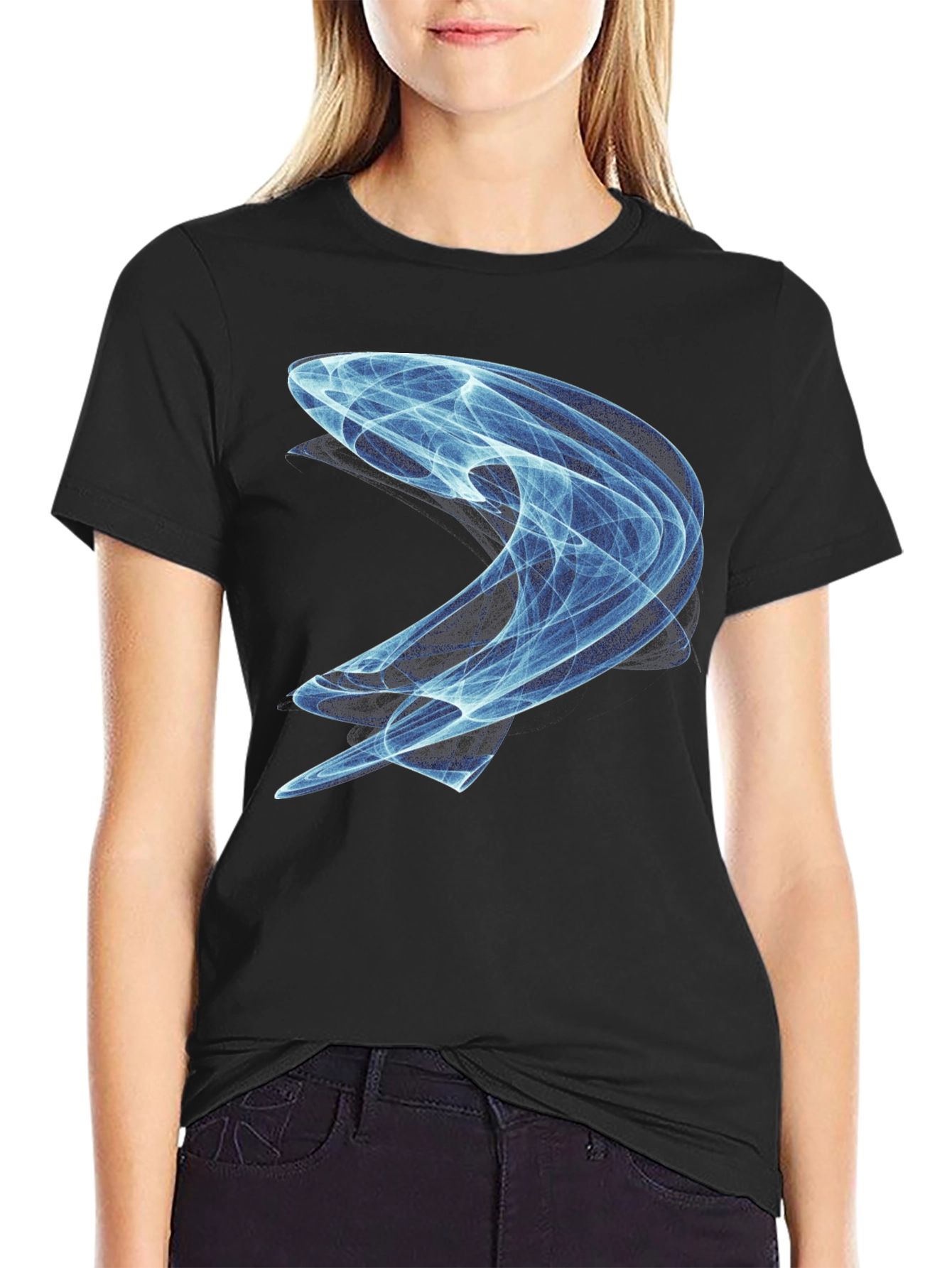 Abstract Swirl Graphic Tee - Modern Black T-Shirt