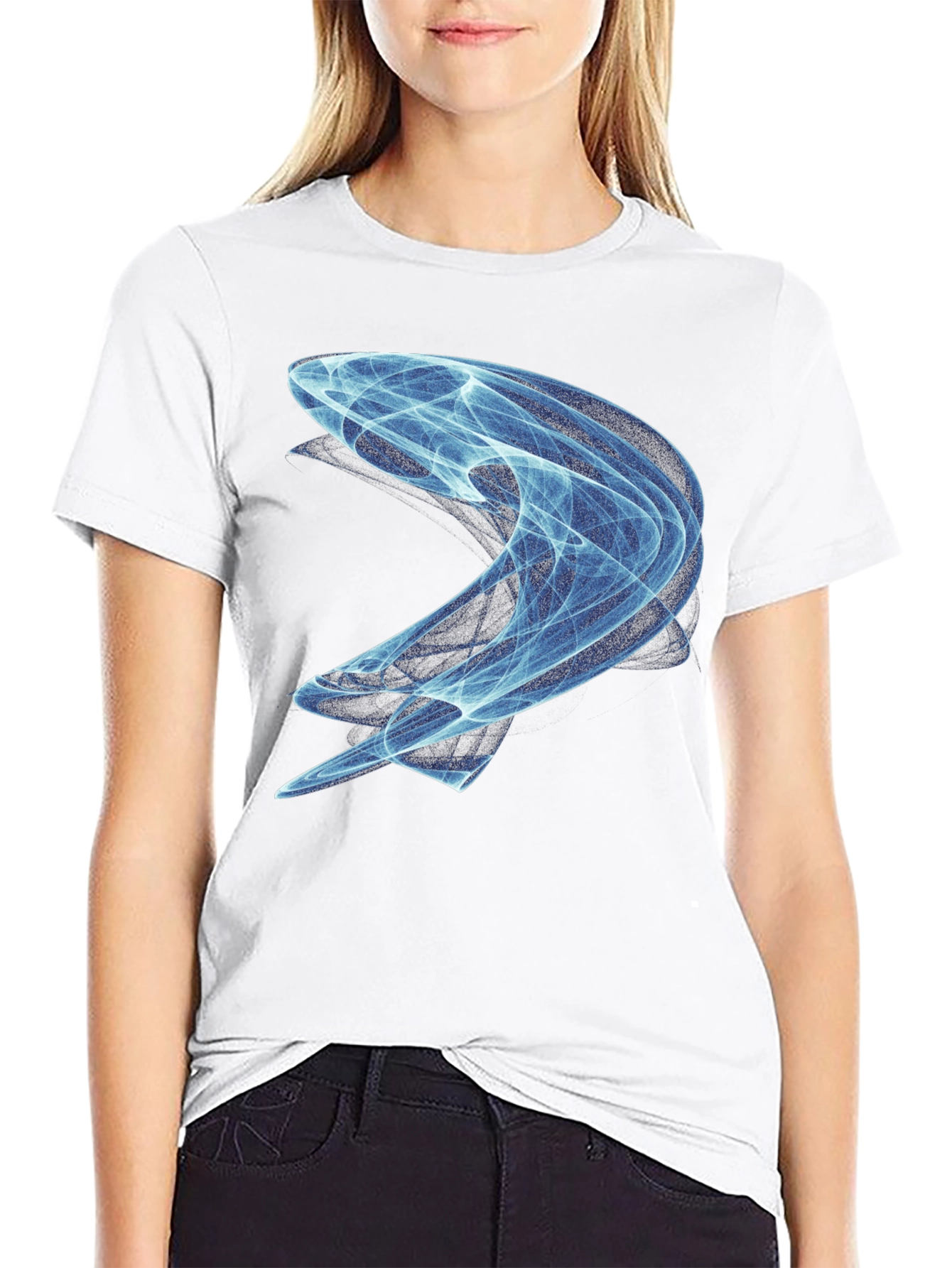 Abstract Swirl Graphic Tee - Modern Black T-Shirt