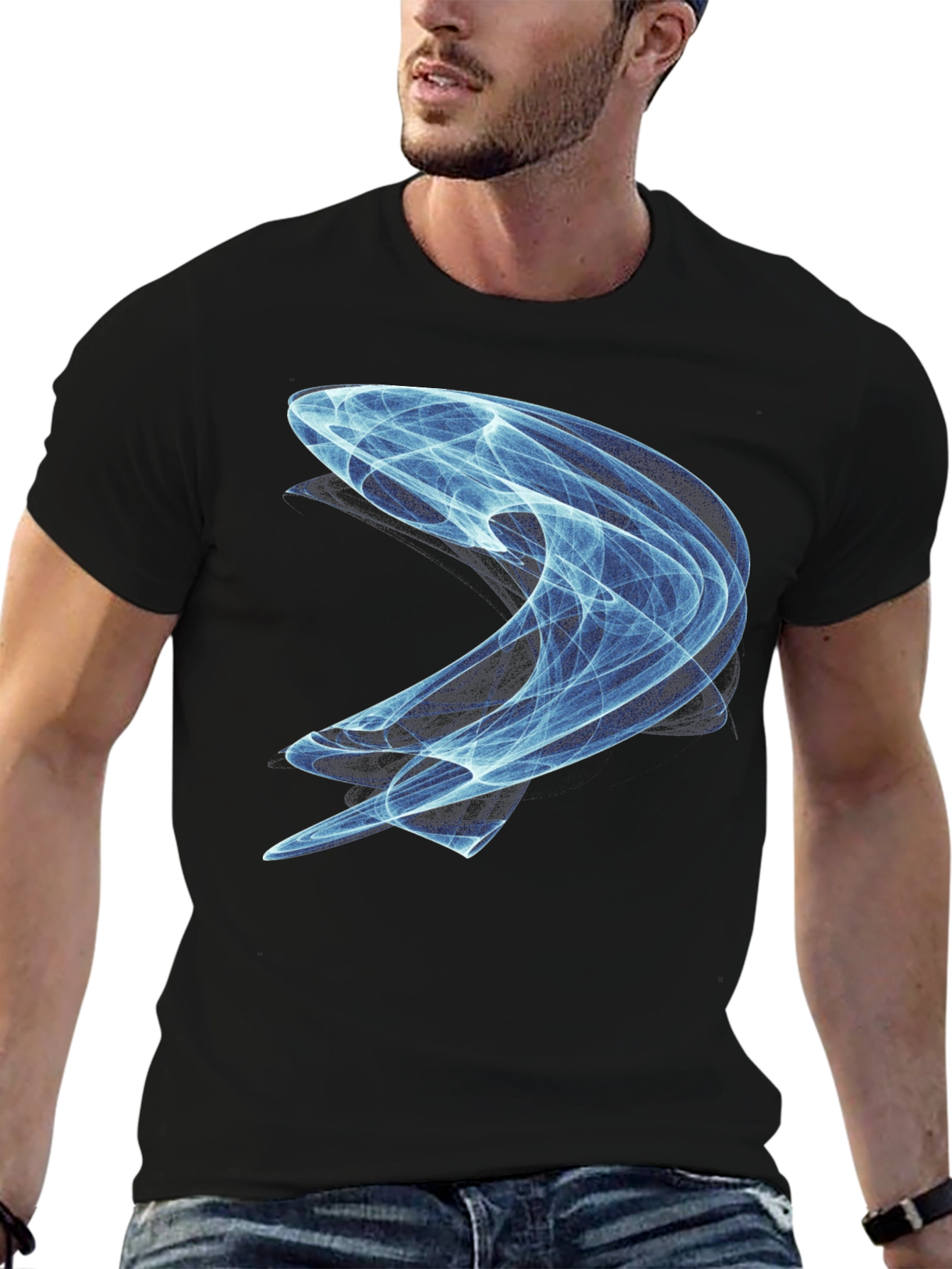 Abstract Swirl Graphic Tee - Modern Black T-Shirt