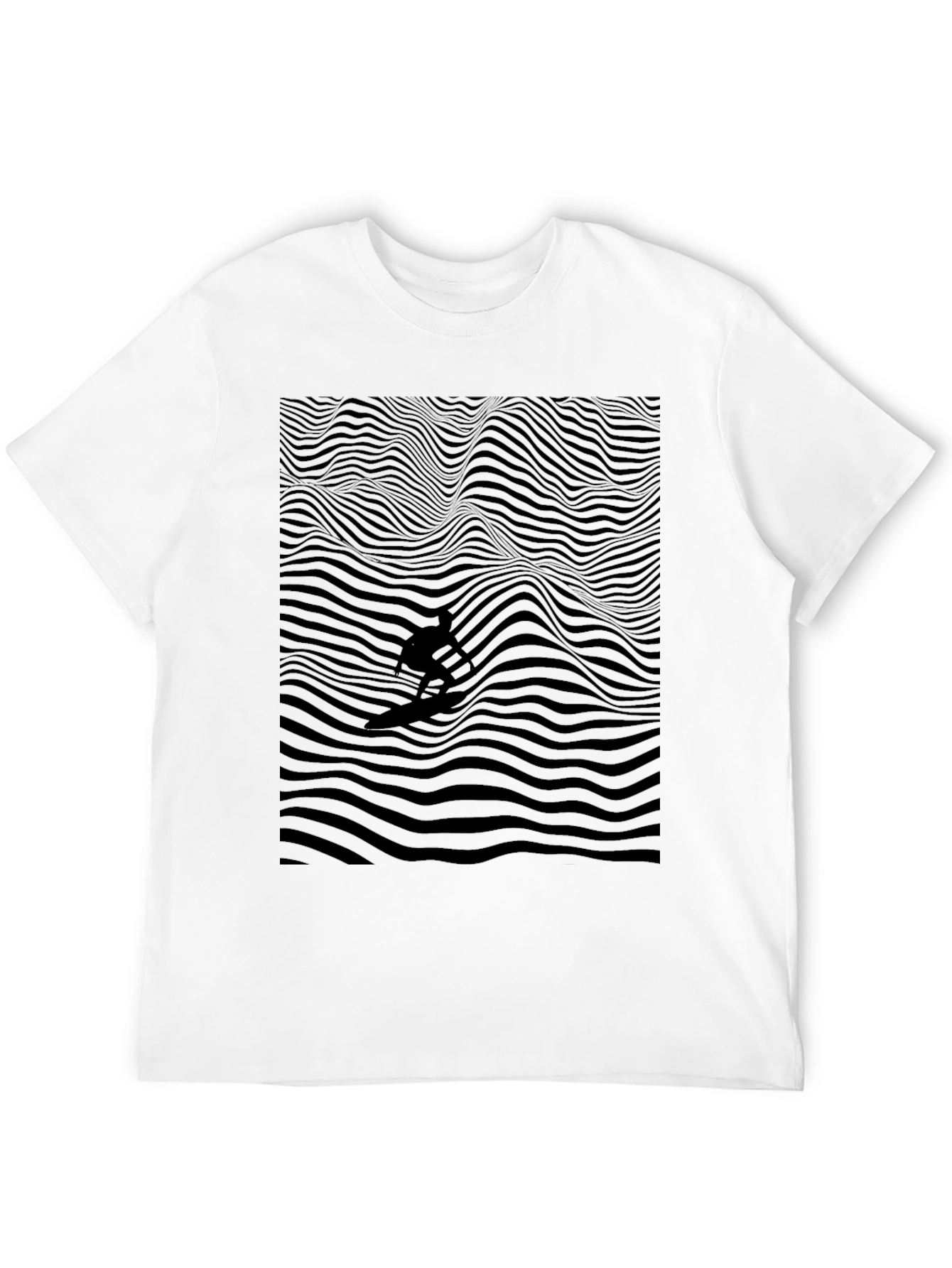 Monochrome Surfer Wave T-Shirt