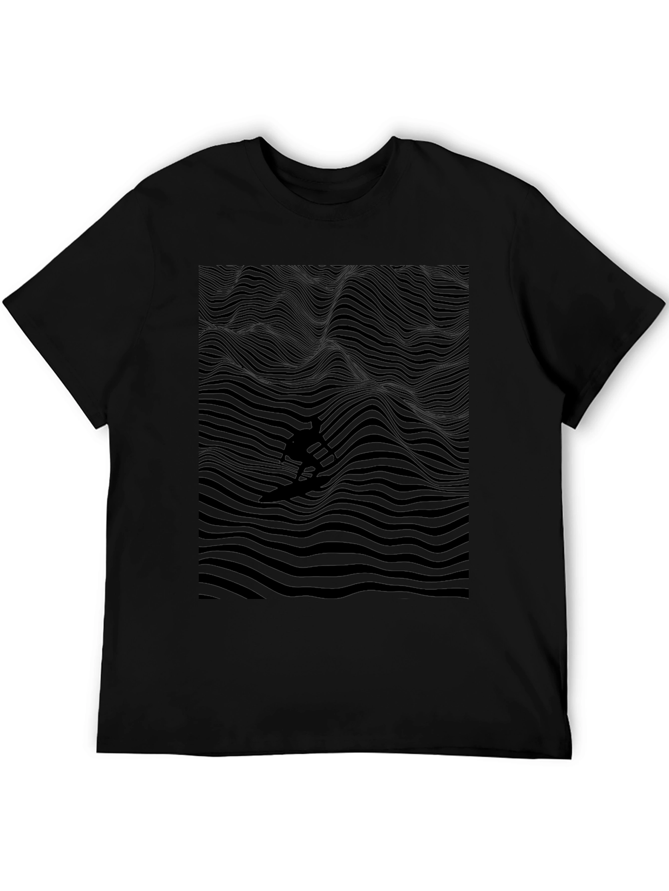 Monochrome Surfer Wave T-Shirt