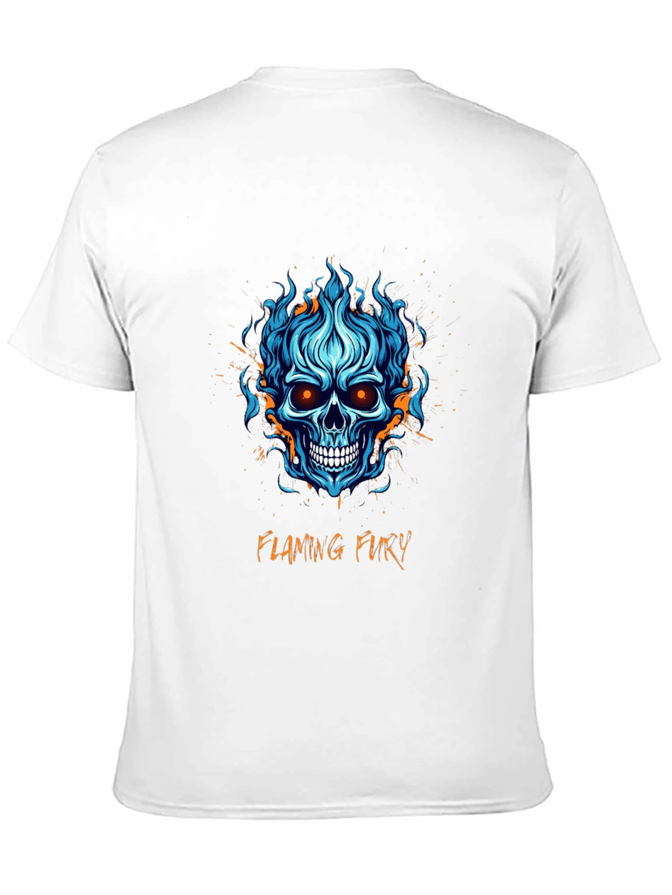 Flaming Fury Skull Graphic T-Shirt - Mens Black Tee