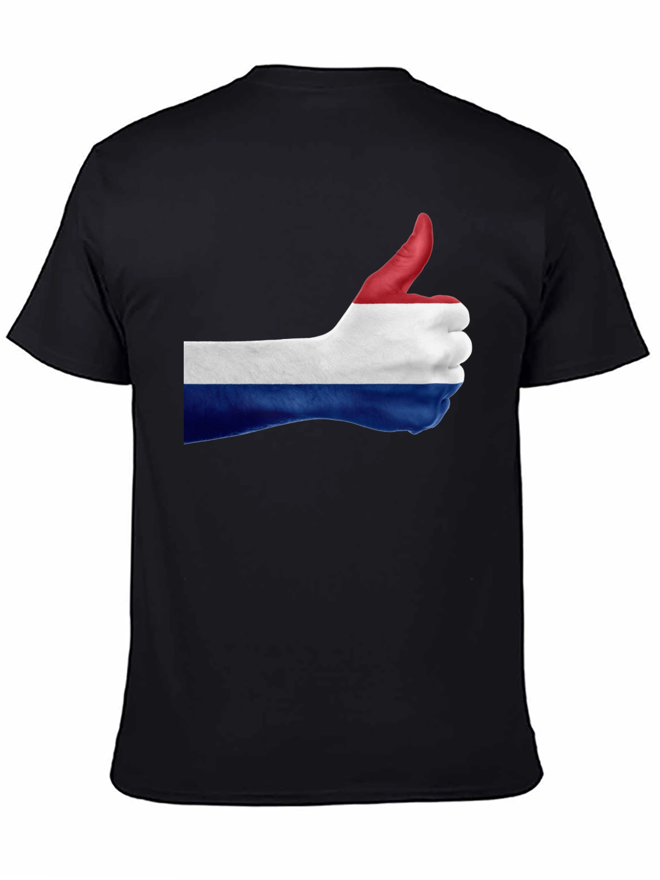 Netherlands Flag Thumbs Up Black T-Shirt