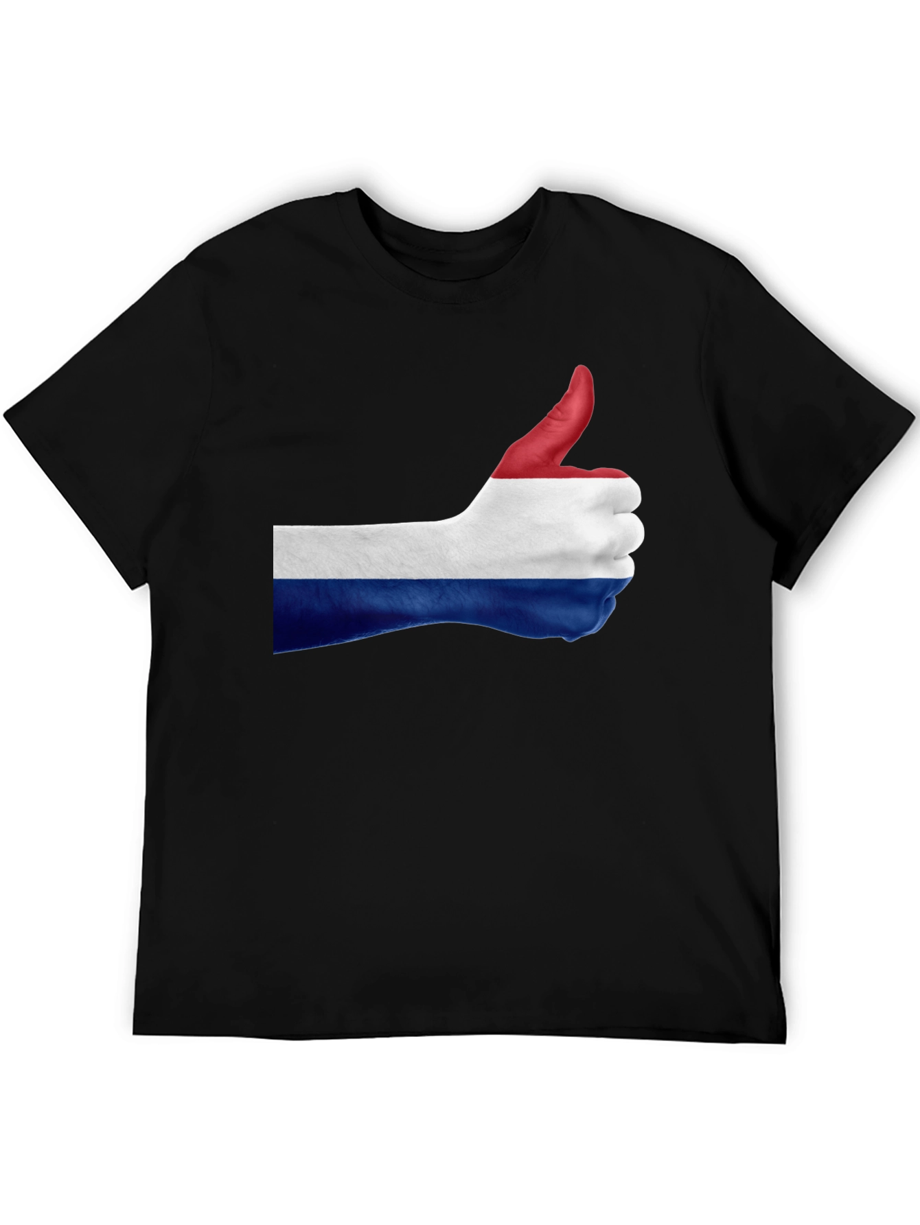 Netherlands Flag Thumbs Up Black T-Shirt