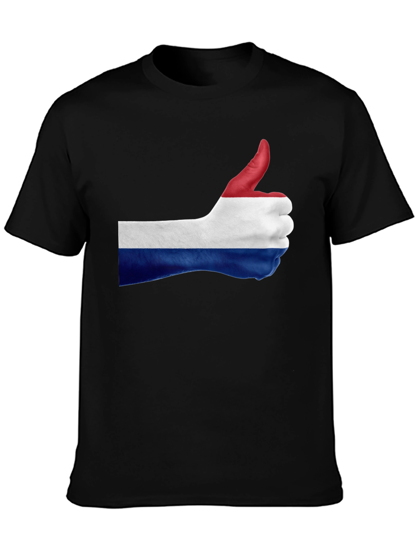 Netherlands Flag Thumbs Up Black T-Shirt