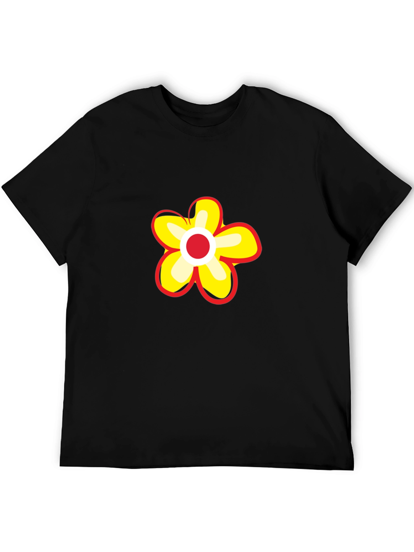 Black T-Shirt with Flower Graphic