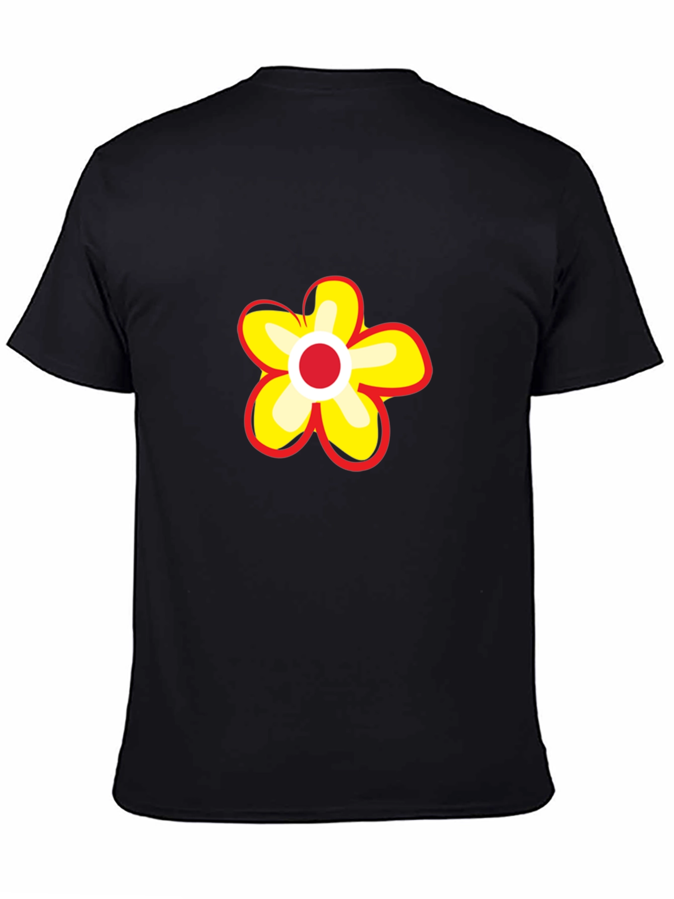 Black T-Shirt with Flower Graphic