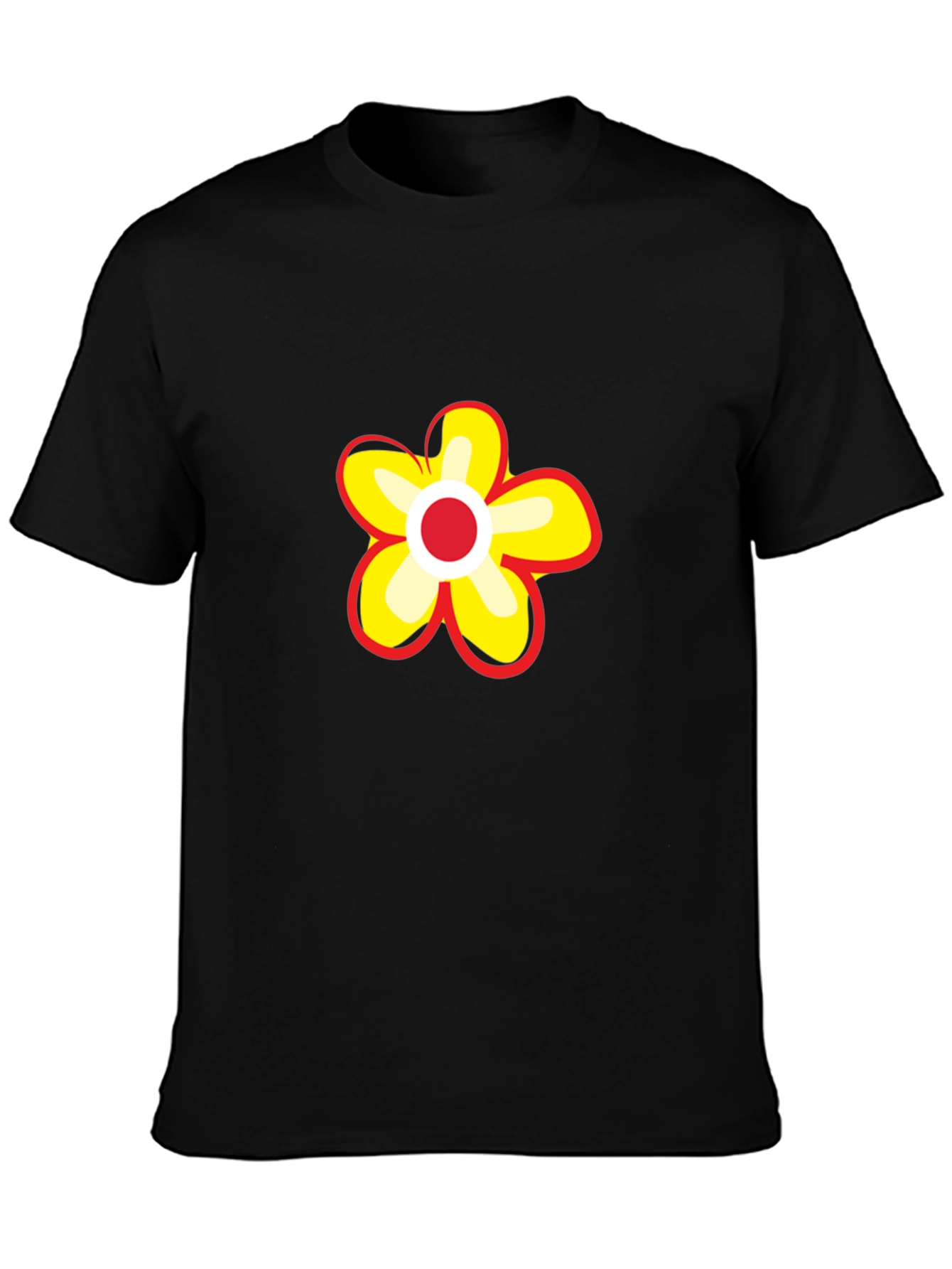 Black T-Shirt with Flower Graphic