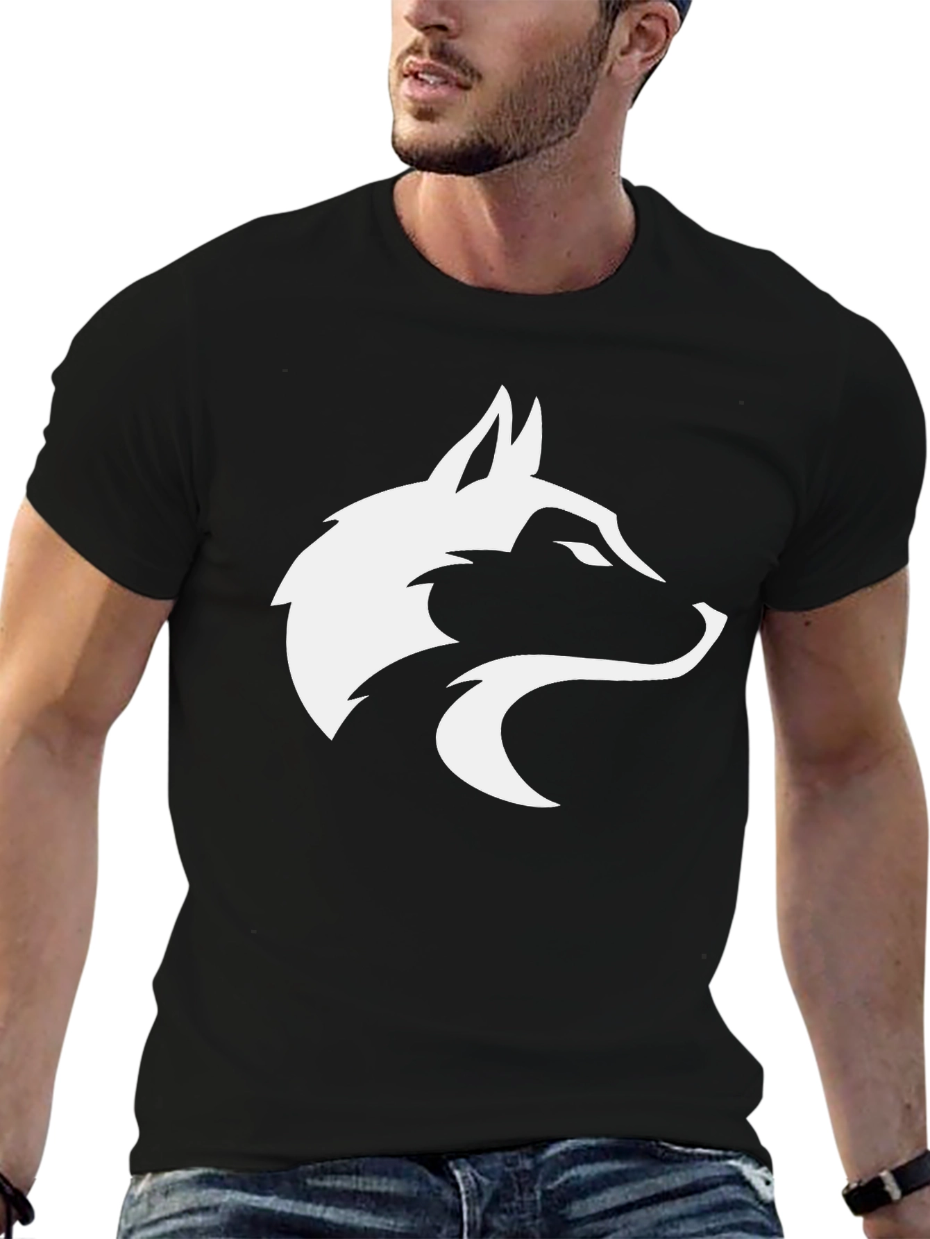 Black Wolf Graphic Tee - Stylish Mens T-Shirt