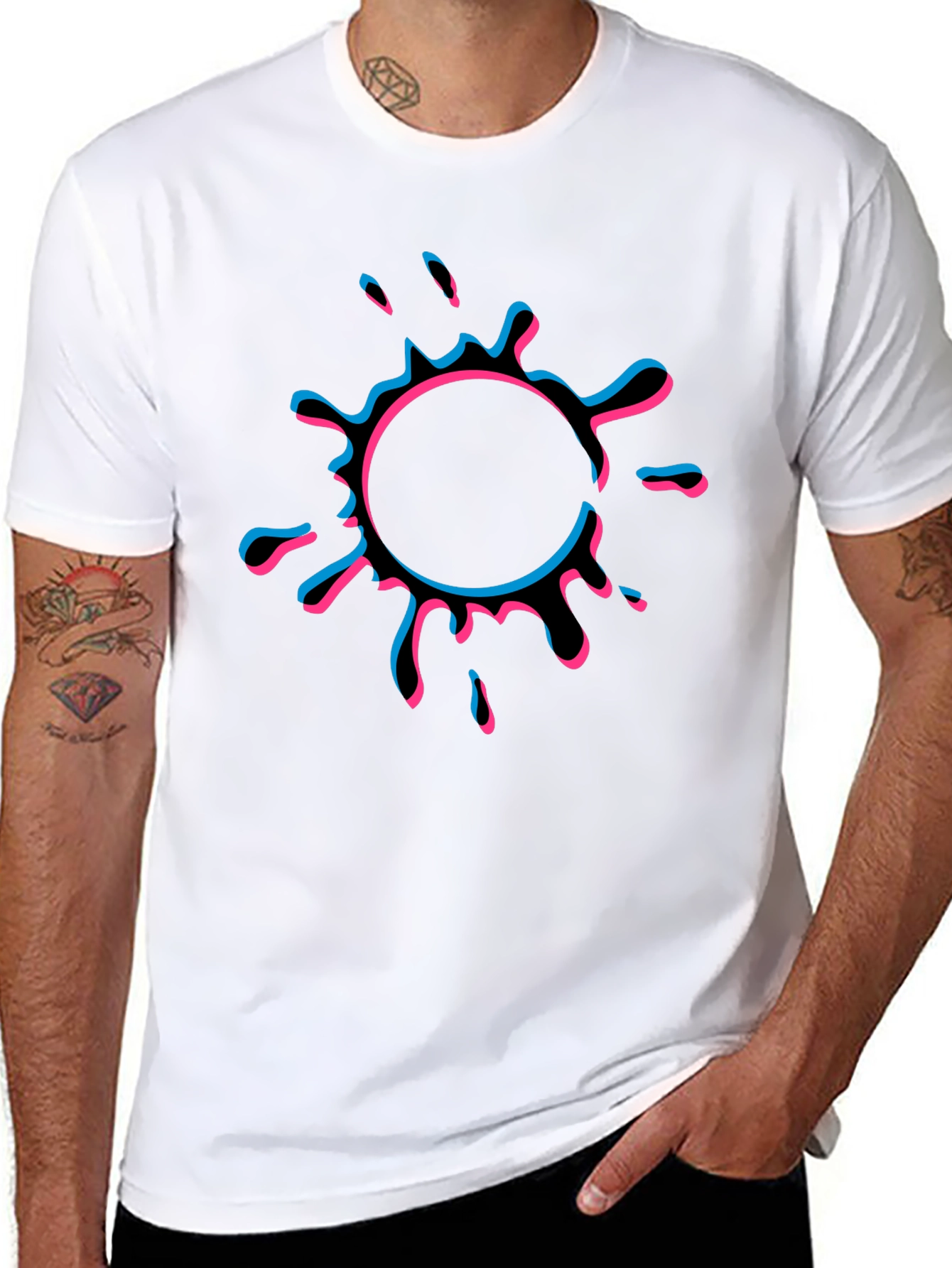 Abstract Splatter Graphic Tee - Mens Black T-Shirt