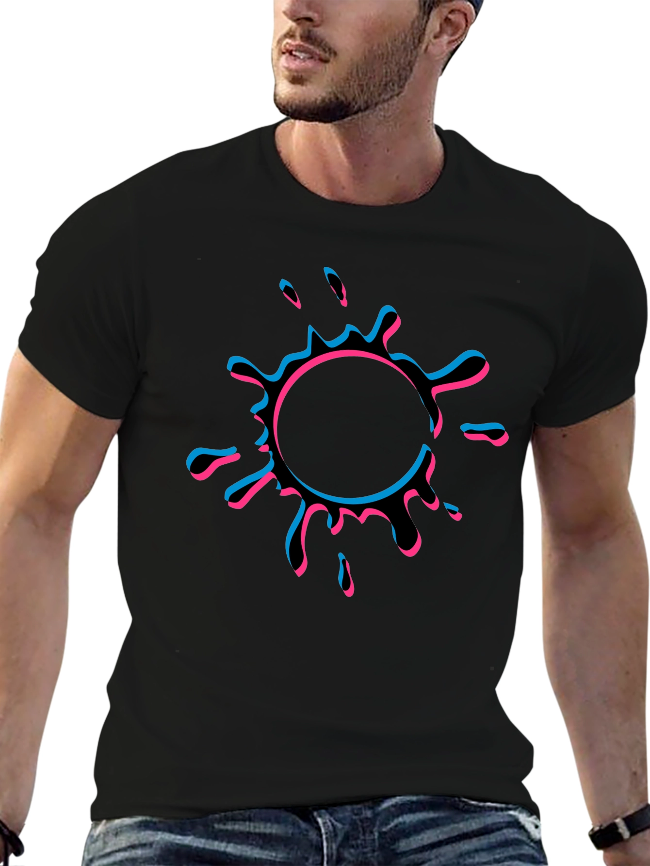 Abstract Splatter Graphic Tee - Mens Black T-Shirt