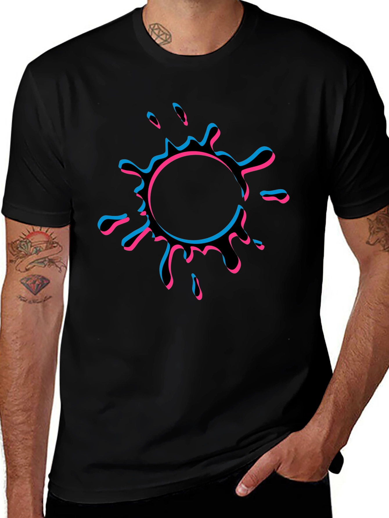Abstract Splatter Graphic Tee - Mens Black T-Shirt