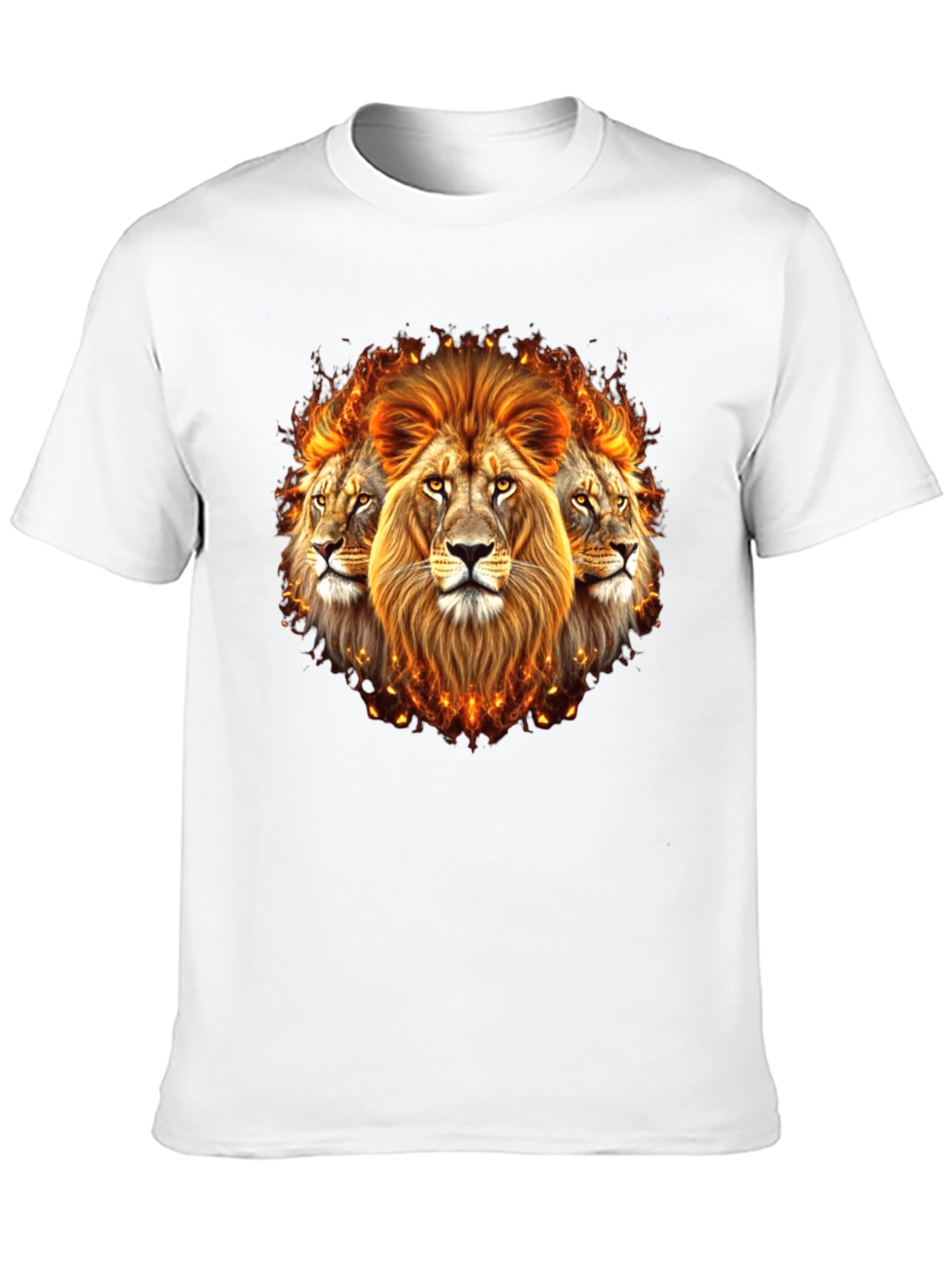 Fiery Lion Head Graphic Tee - Bold Black Shirt