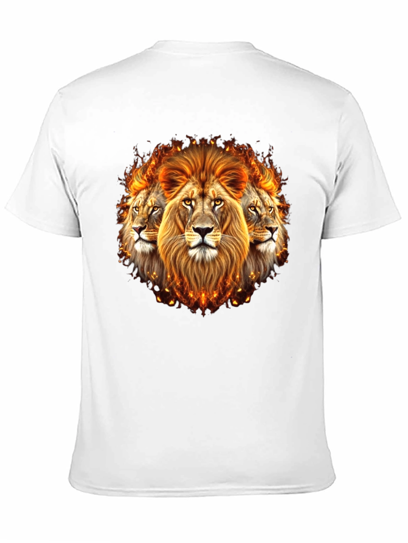 Fiery Lion Head Graphic Tee - Bold Black Shirt