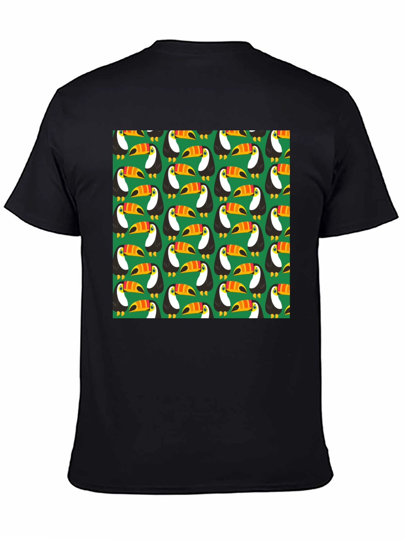 Fun Toucan Pattern Black T-Shirt