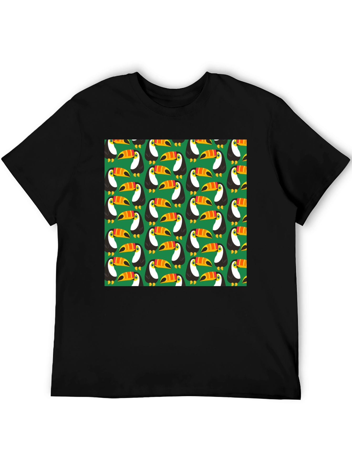 Fun Toucan Pattern Black T-Shirt
