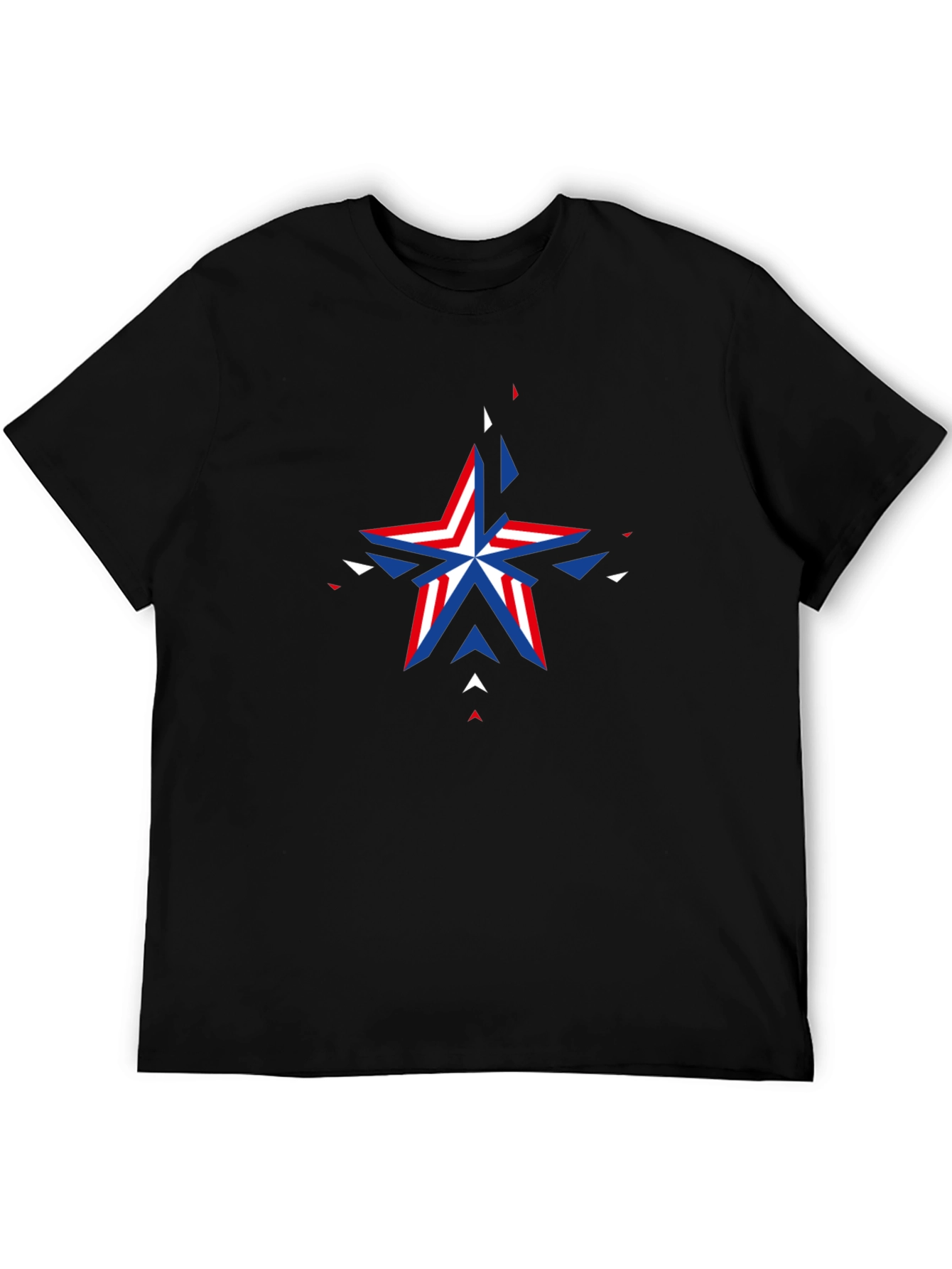 Geometric Patriotic Star Graphic Black T-Shirt