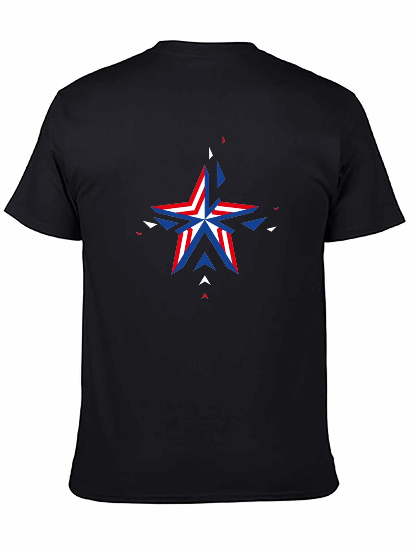 Geometric Patriotic Star Graphic Black T-Shirt
