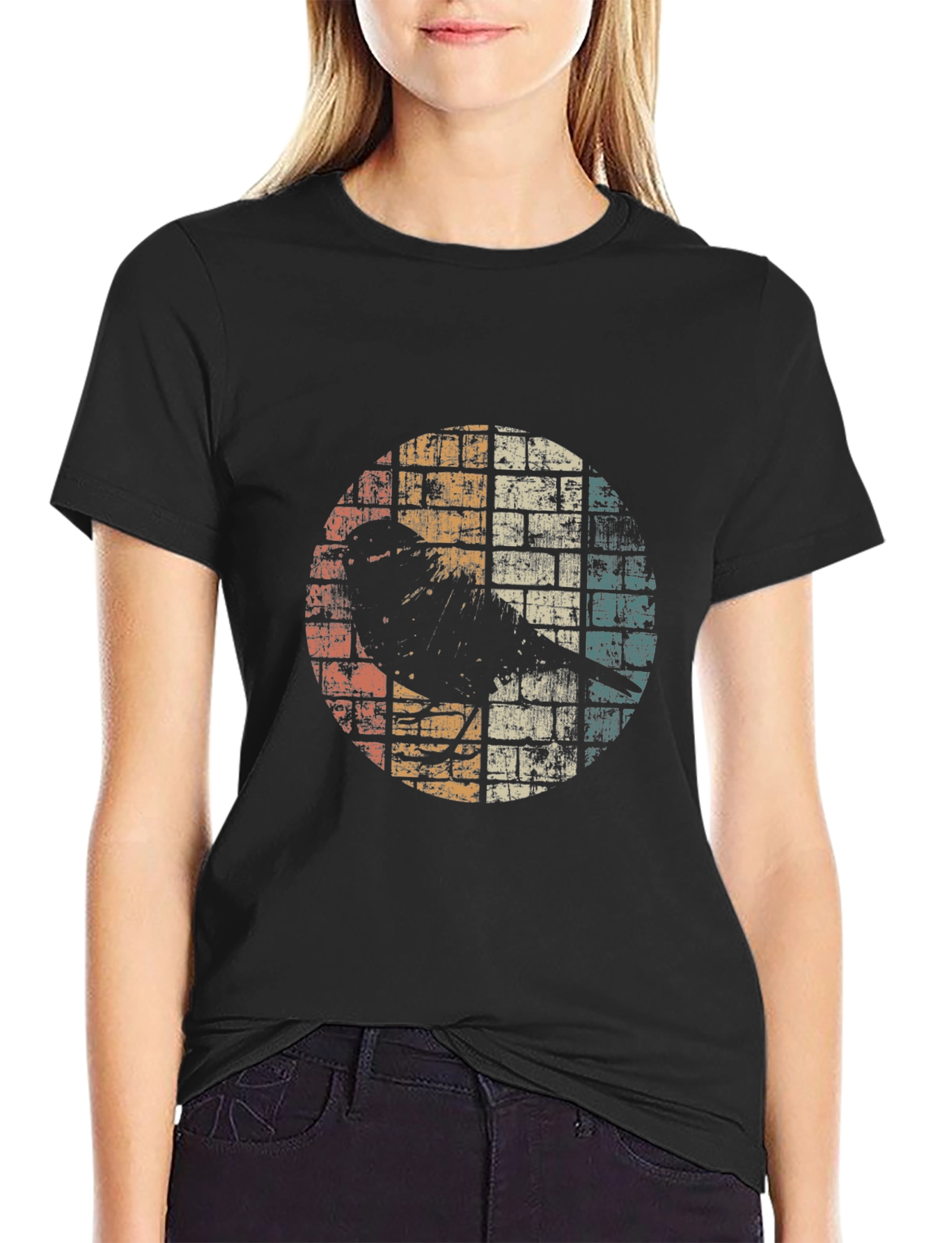 Retro Bird Graphic Tee - Distressed Design