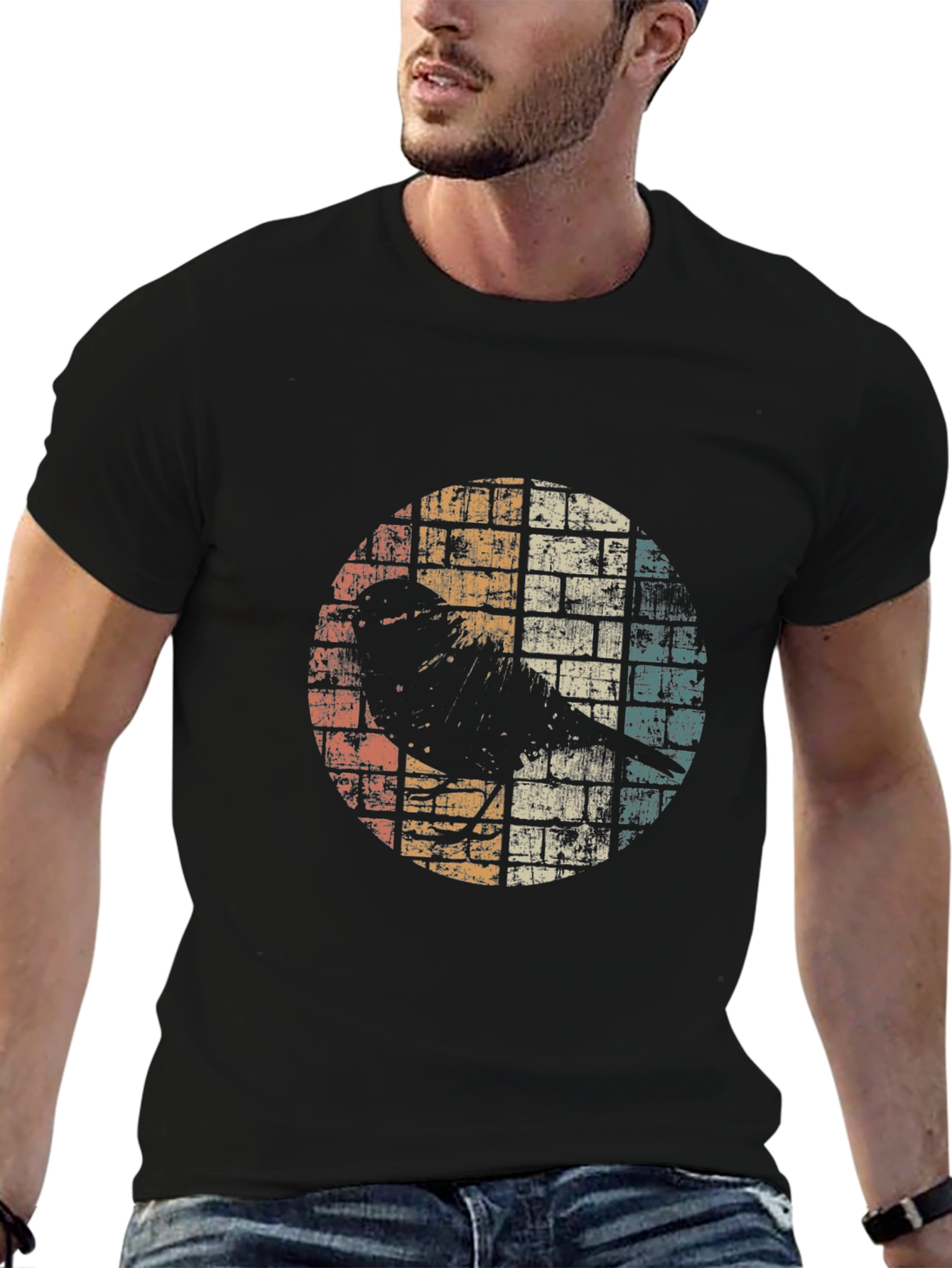 Retro Bird Graphic Tee - Distressed Design