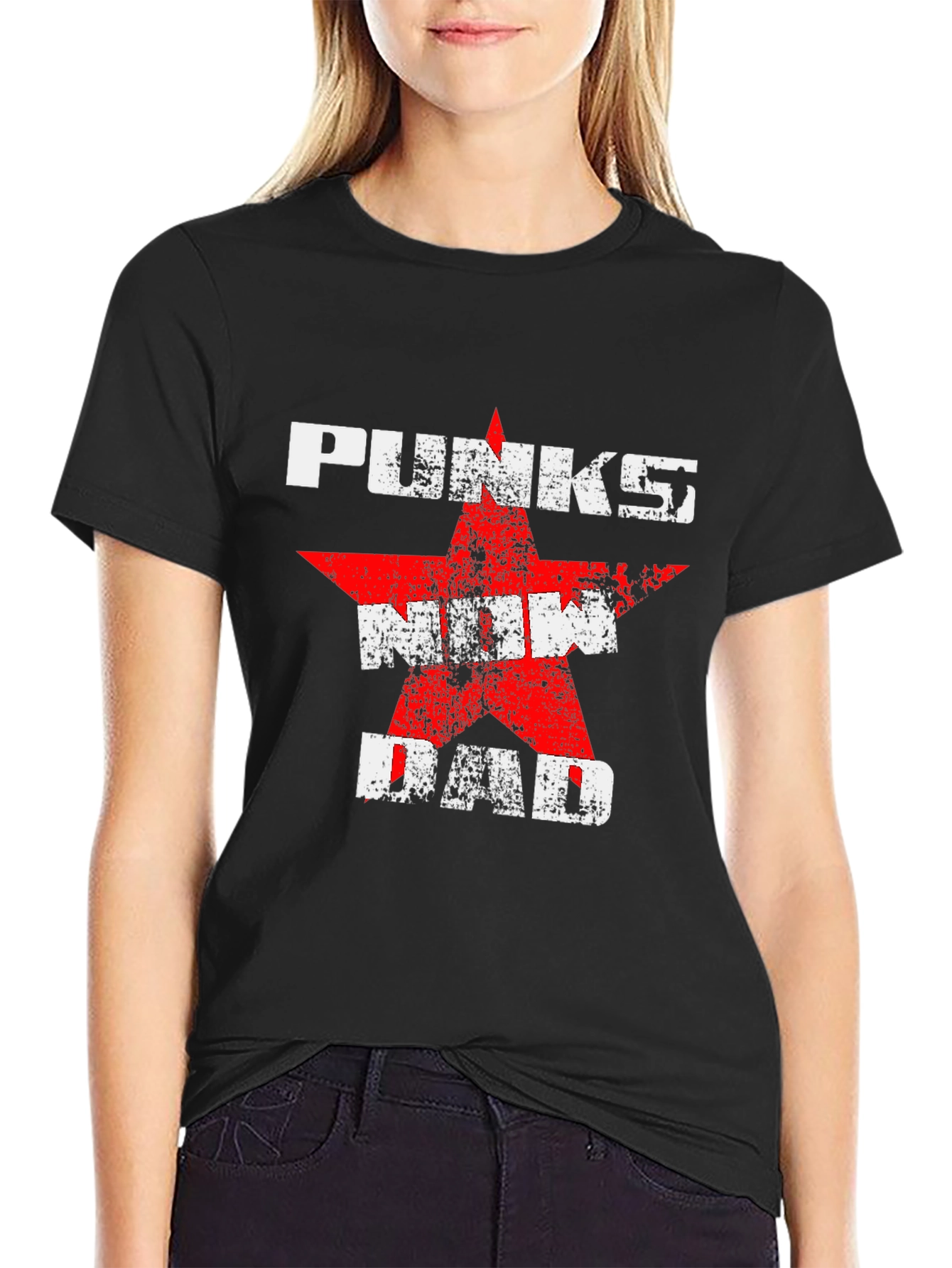 Punks Now Dad Graphic Tee - Black Cotton T-Shirt